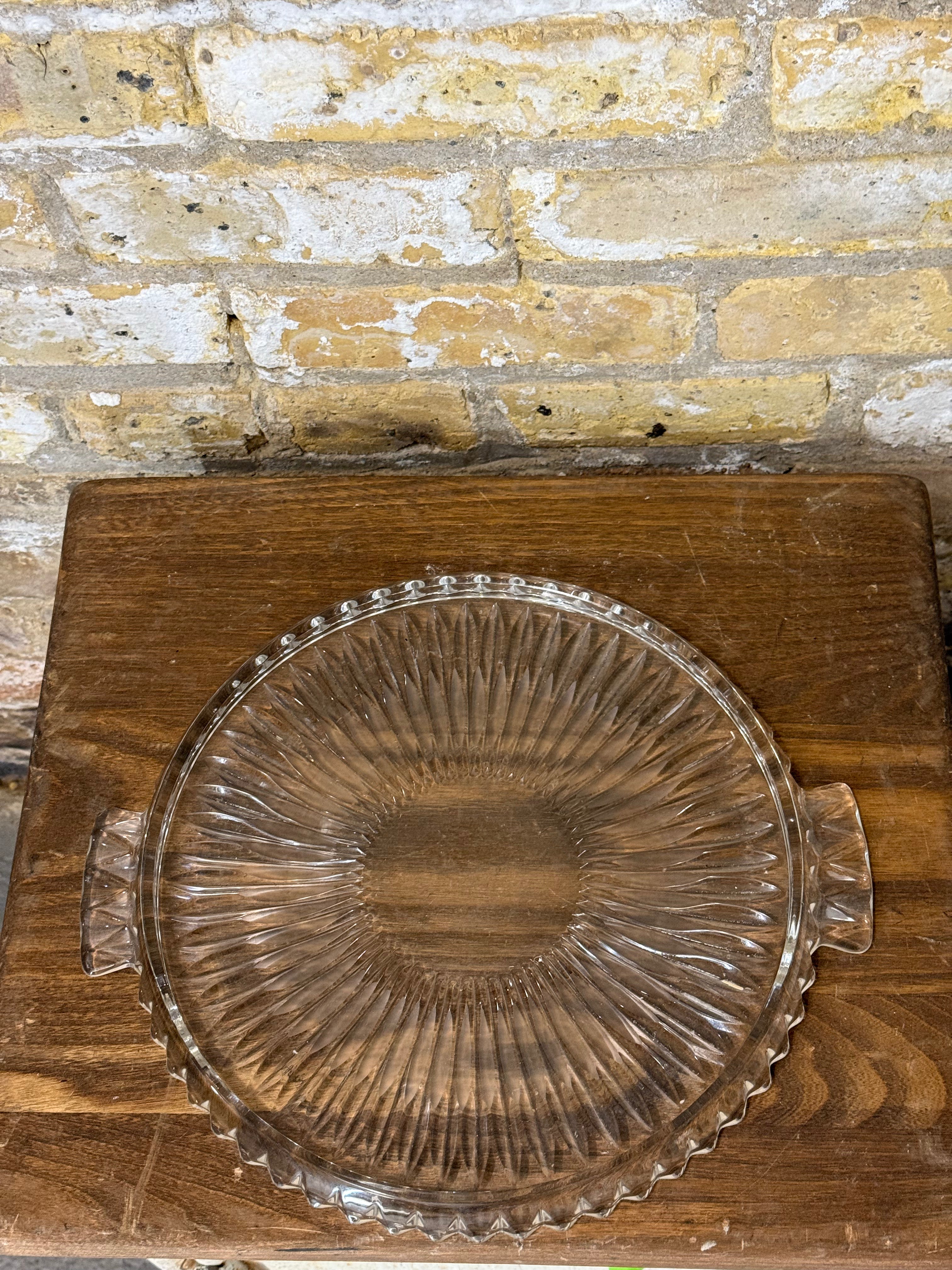 Vintage German Walther Glass Art Deco Cake Plate