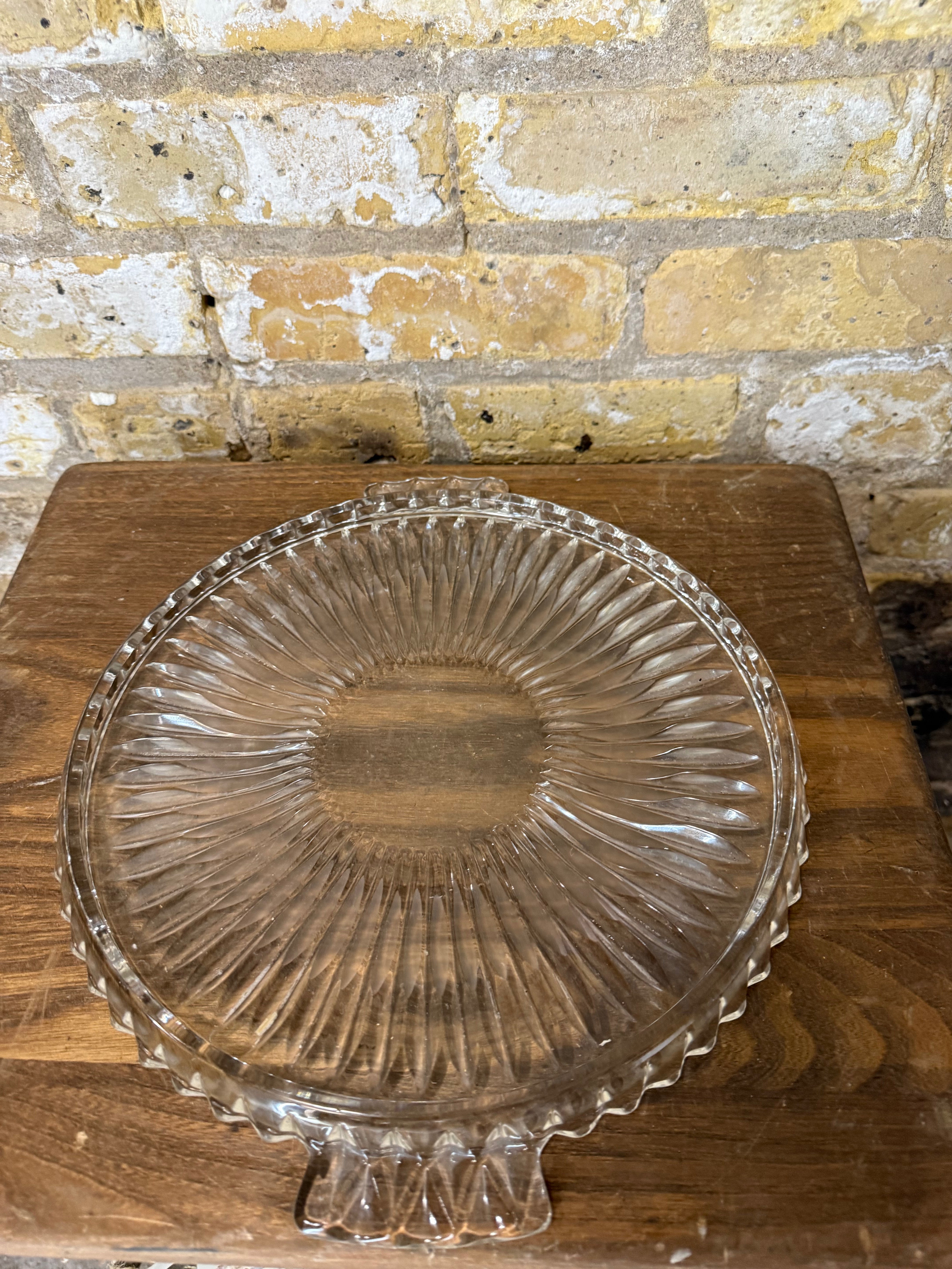 Vintage German Walther Glass Art Deco Cake Plate