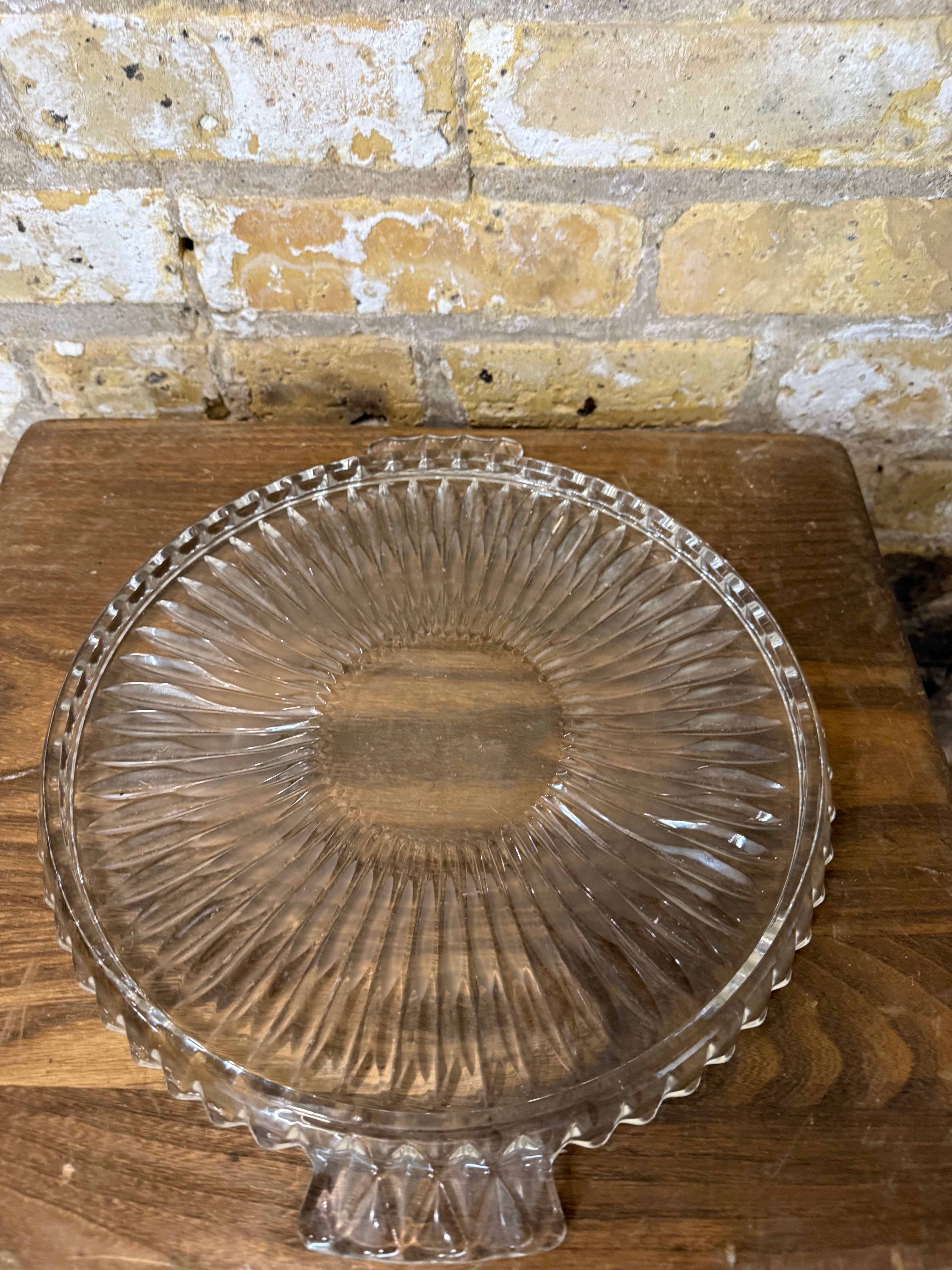 Vintage German Walther Glass Art Deco Cake Plate
