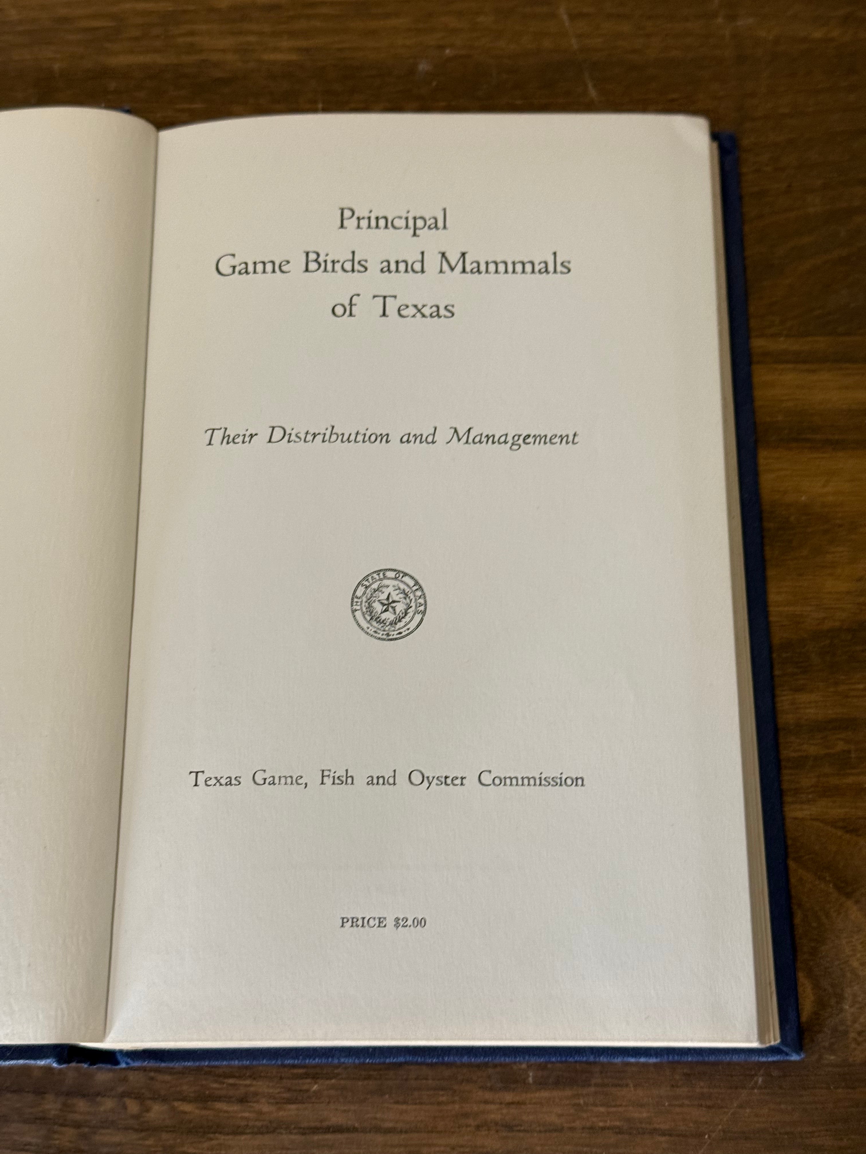 Principal Game Birds and Mammals of Texas