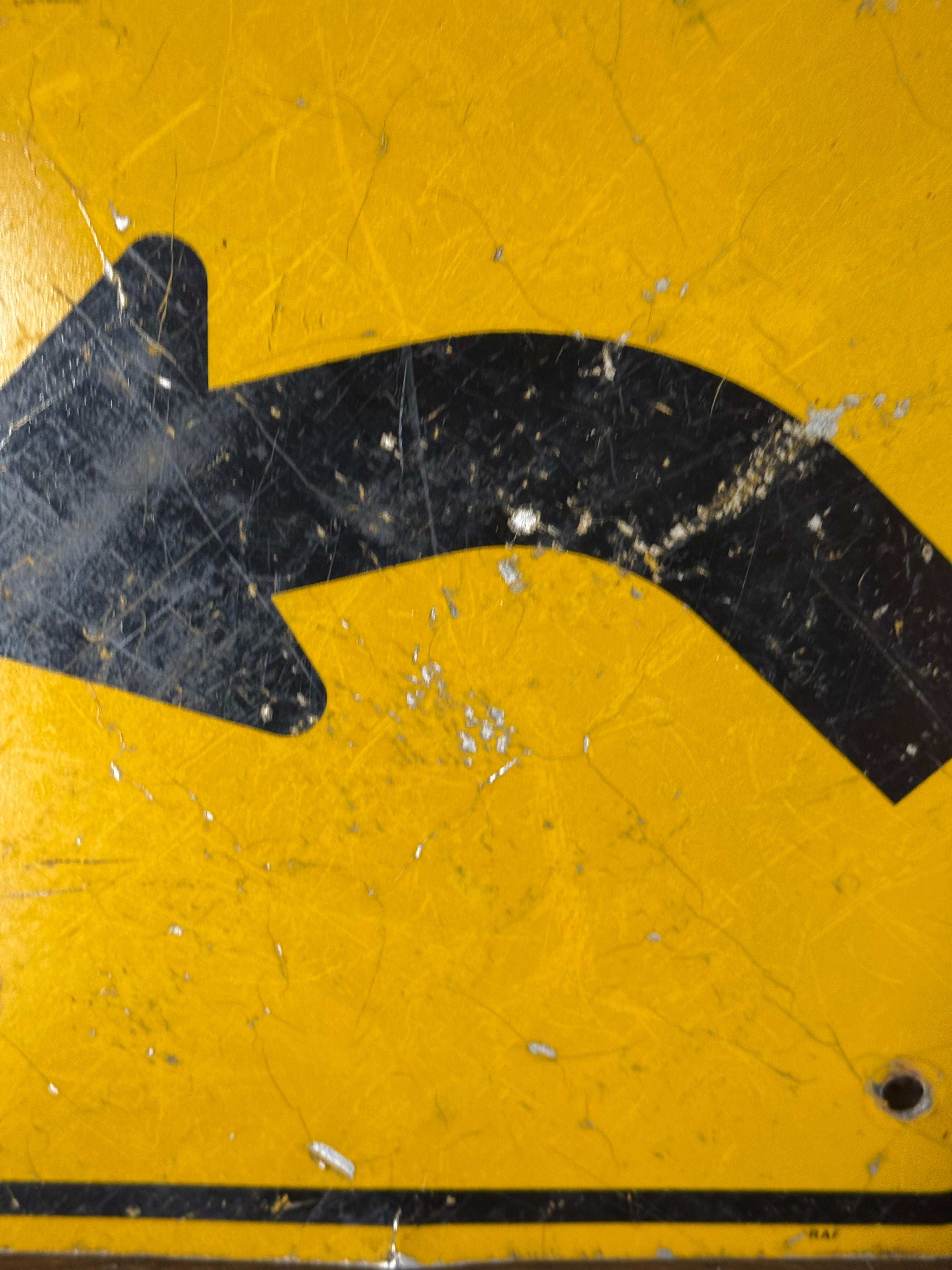 Vintage Left Curve Ahead Metal Road Sign