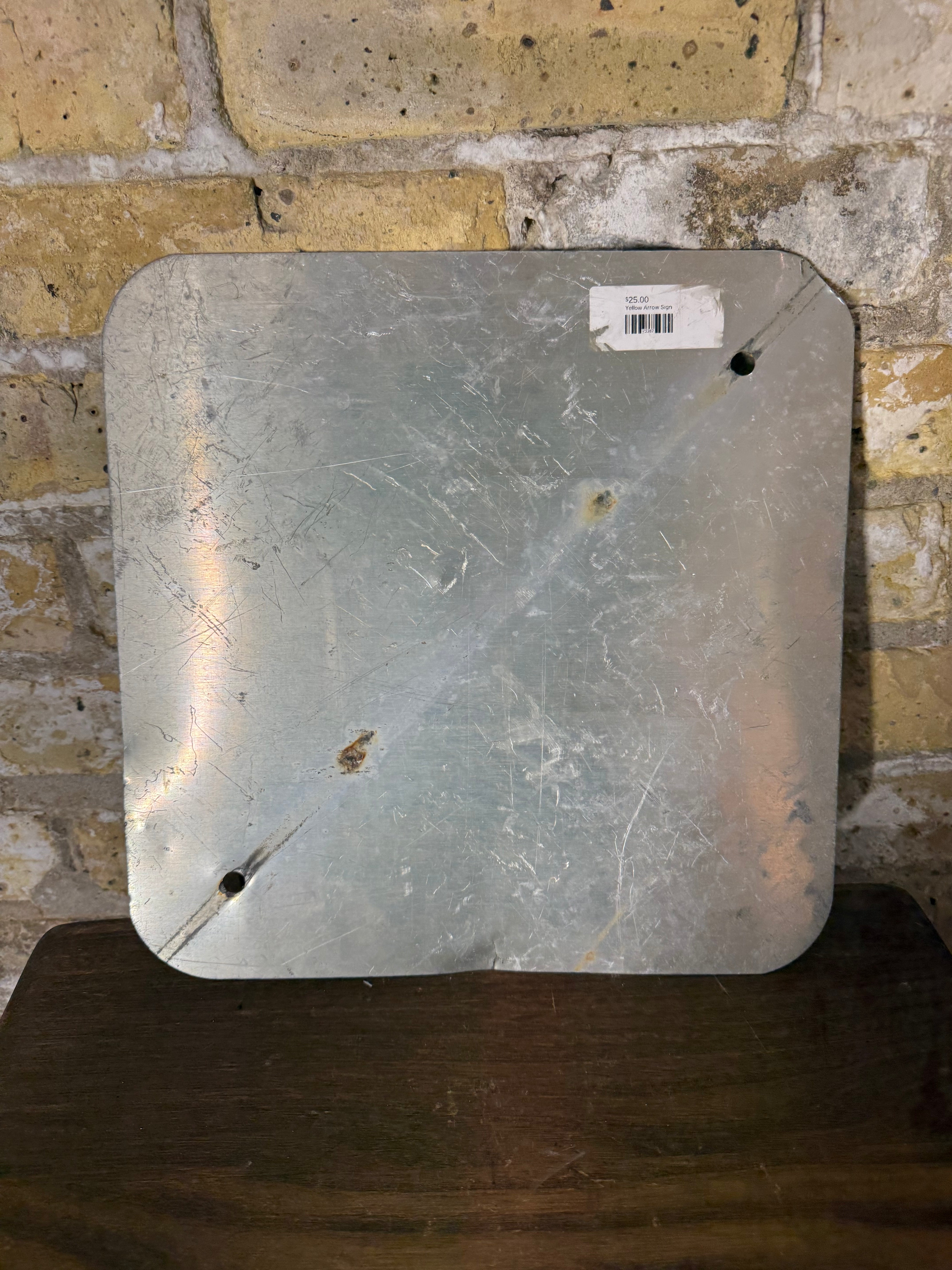 Vintage Left Curve Ahead Metal Road Sign