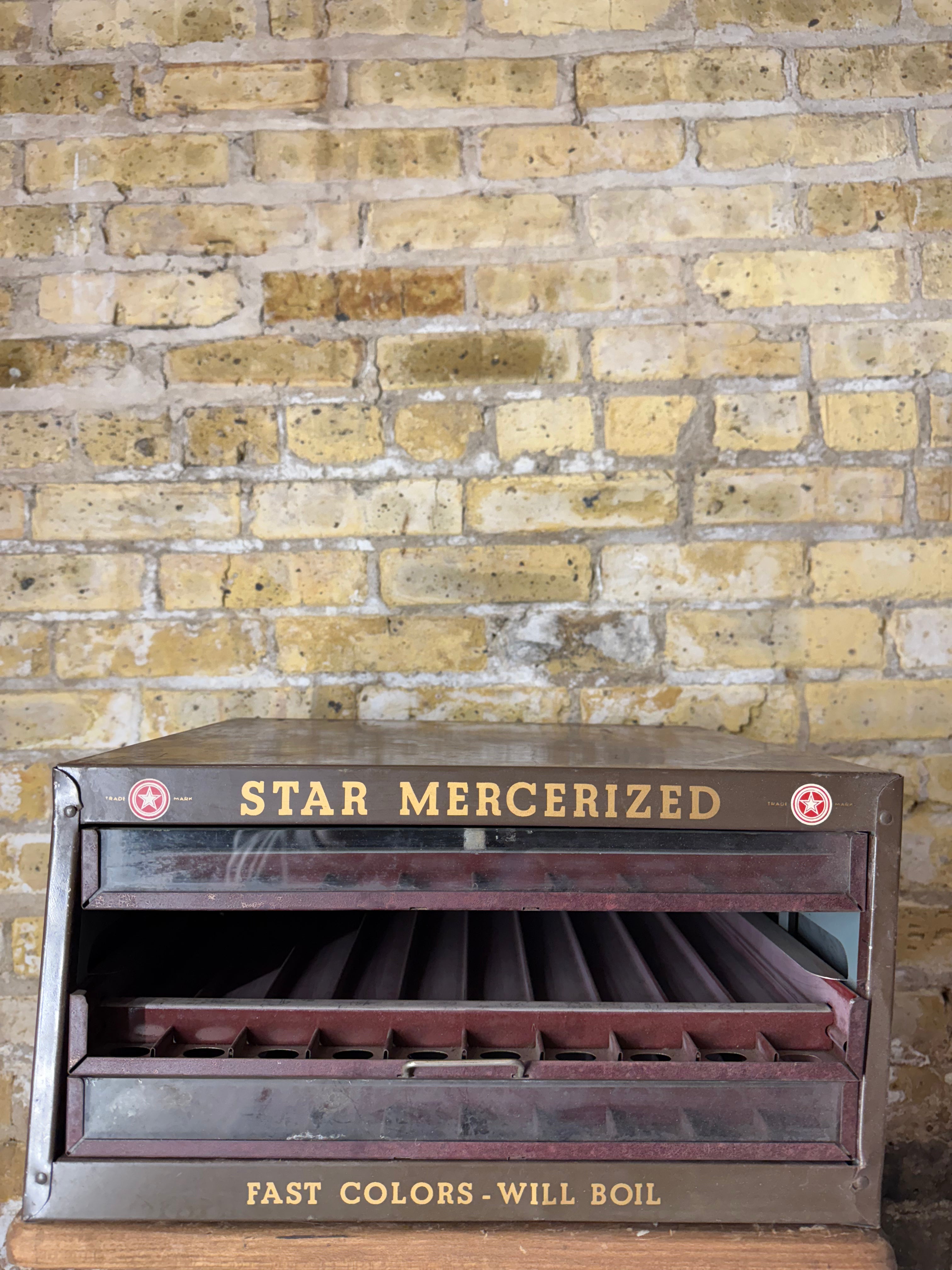 Vintage Metal American Thread Company Star Spool Cabinet