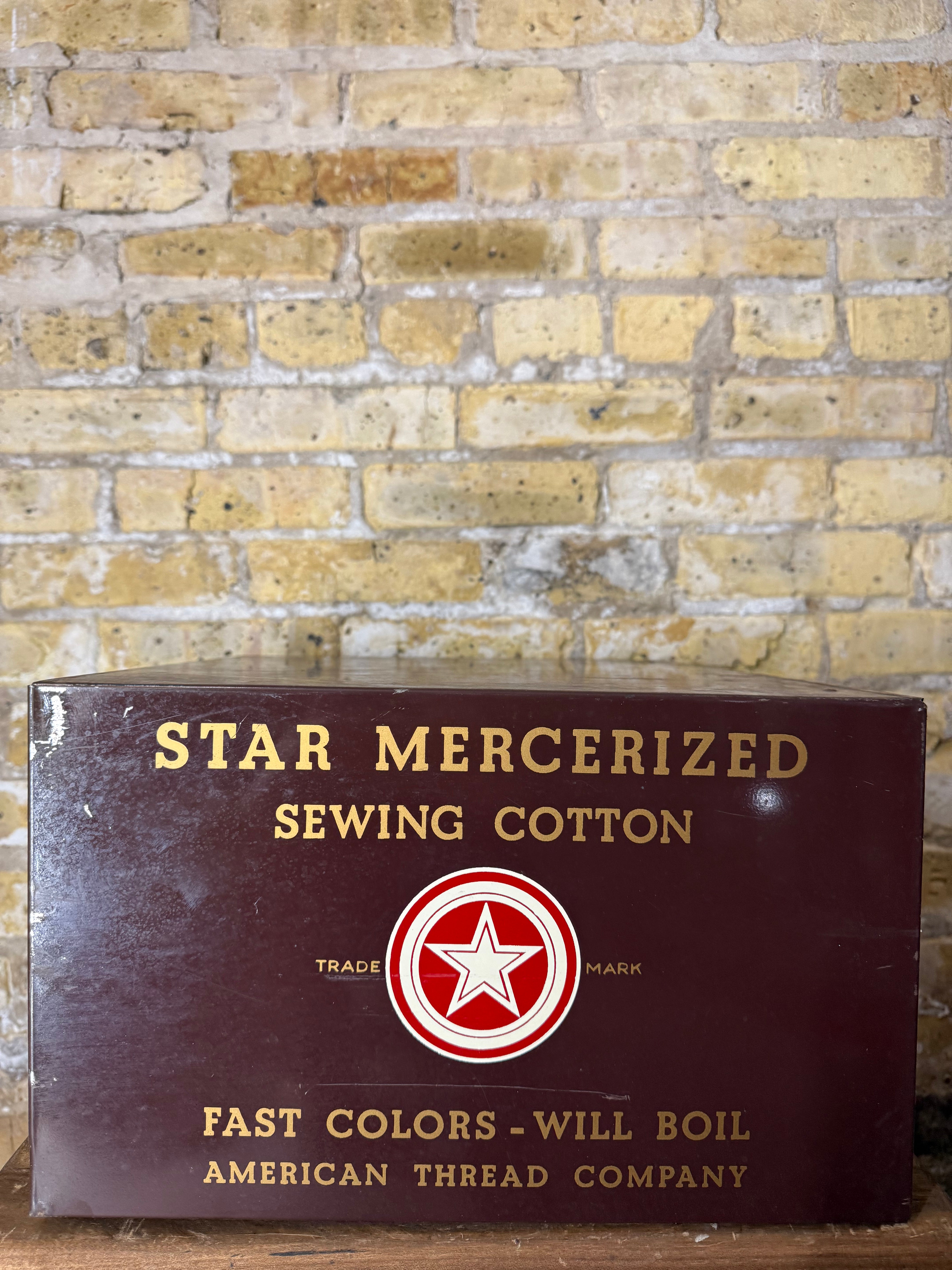 Vintage Metal American Thread Company Star Spool Cabinet