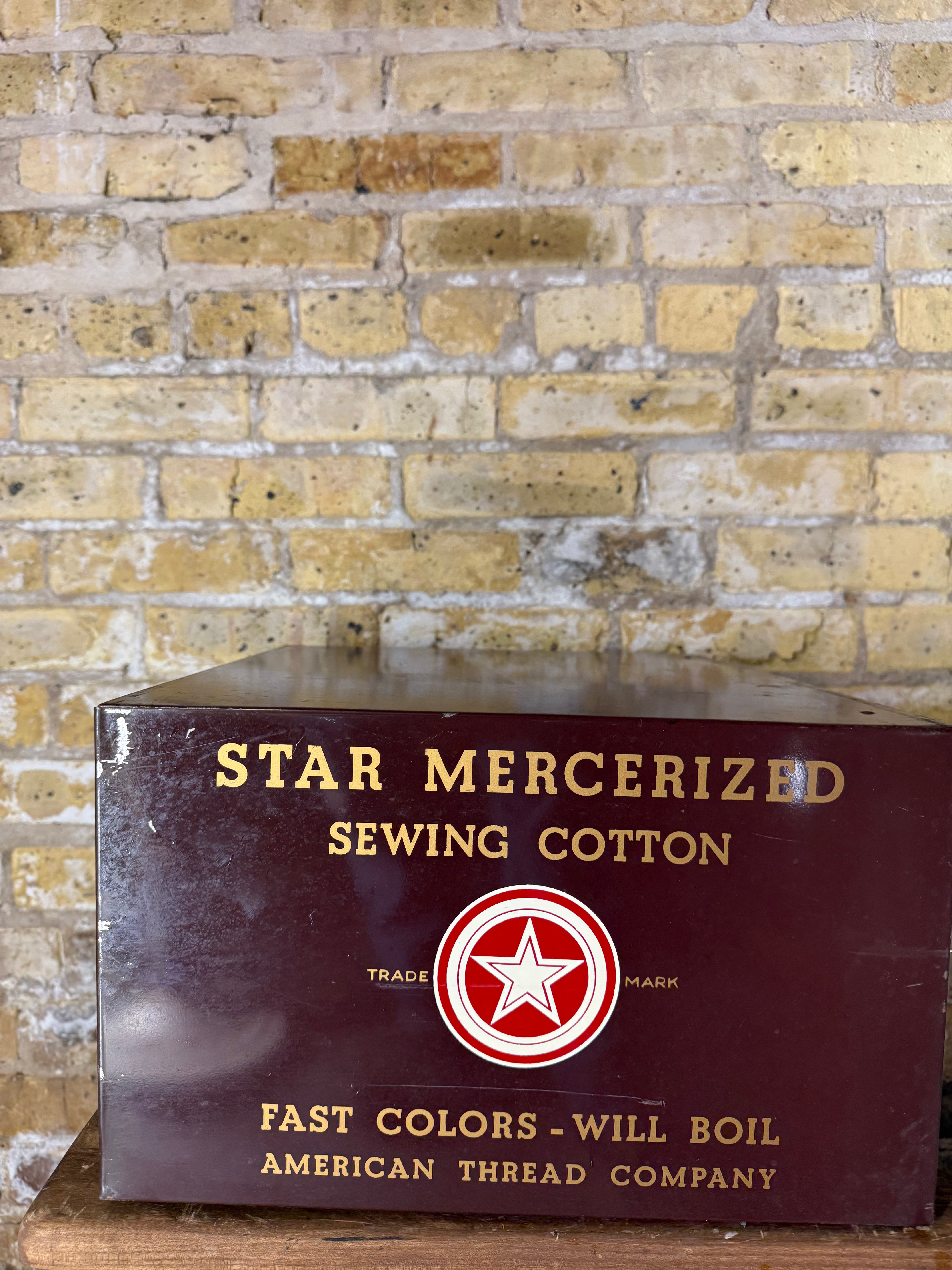 Vintage Metal American Thread Company Star Spool Cabinet