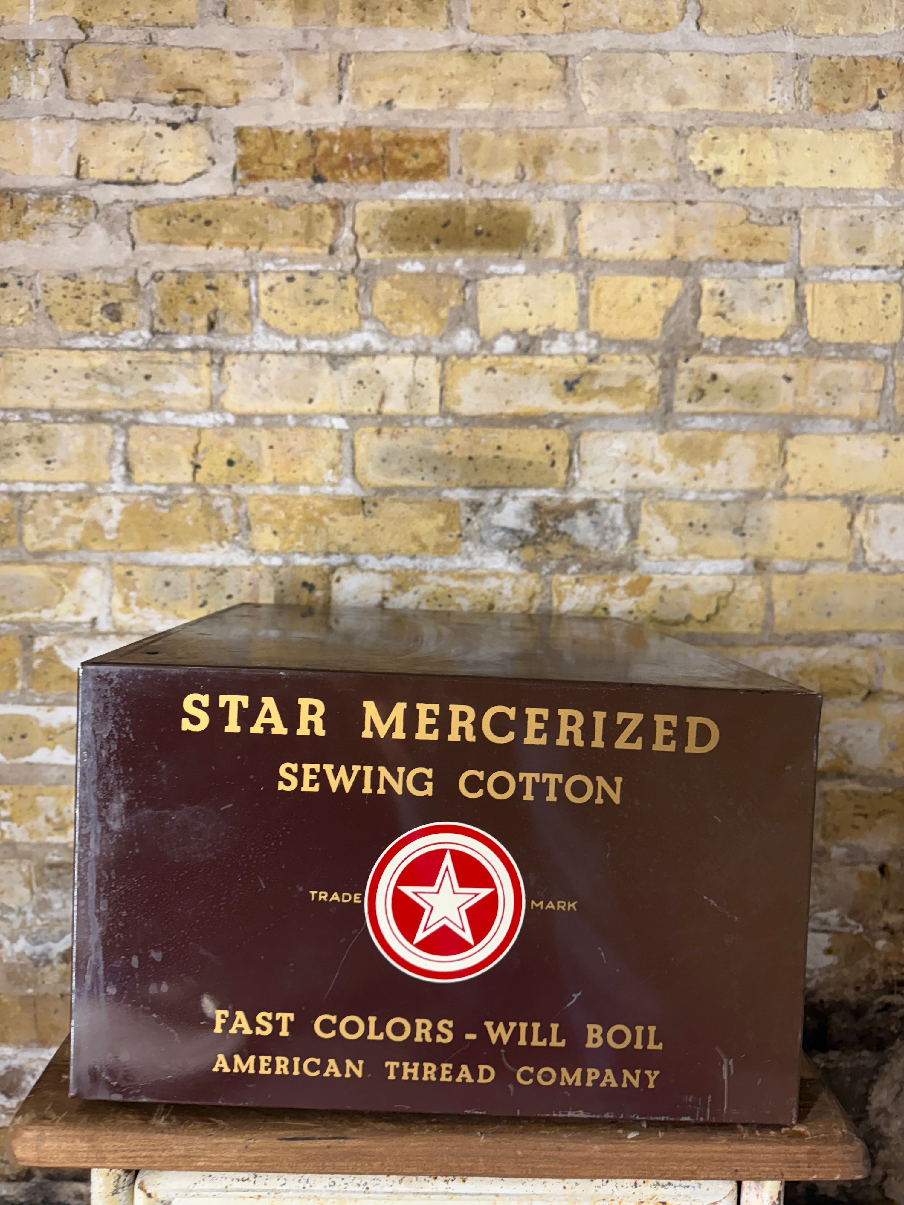 Vintage Metal American Thread Company Star Spool Cabinet