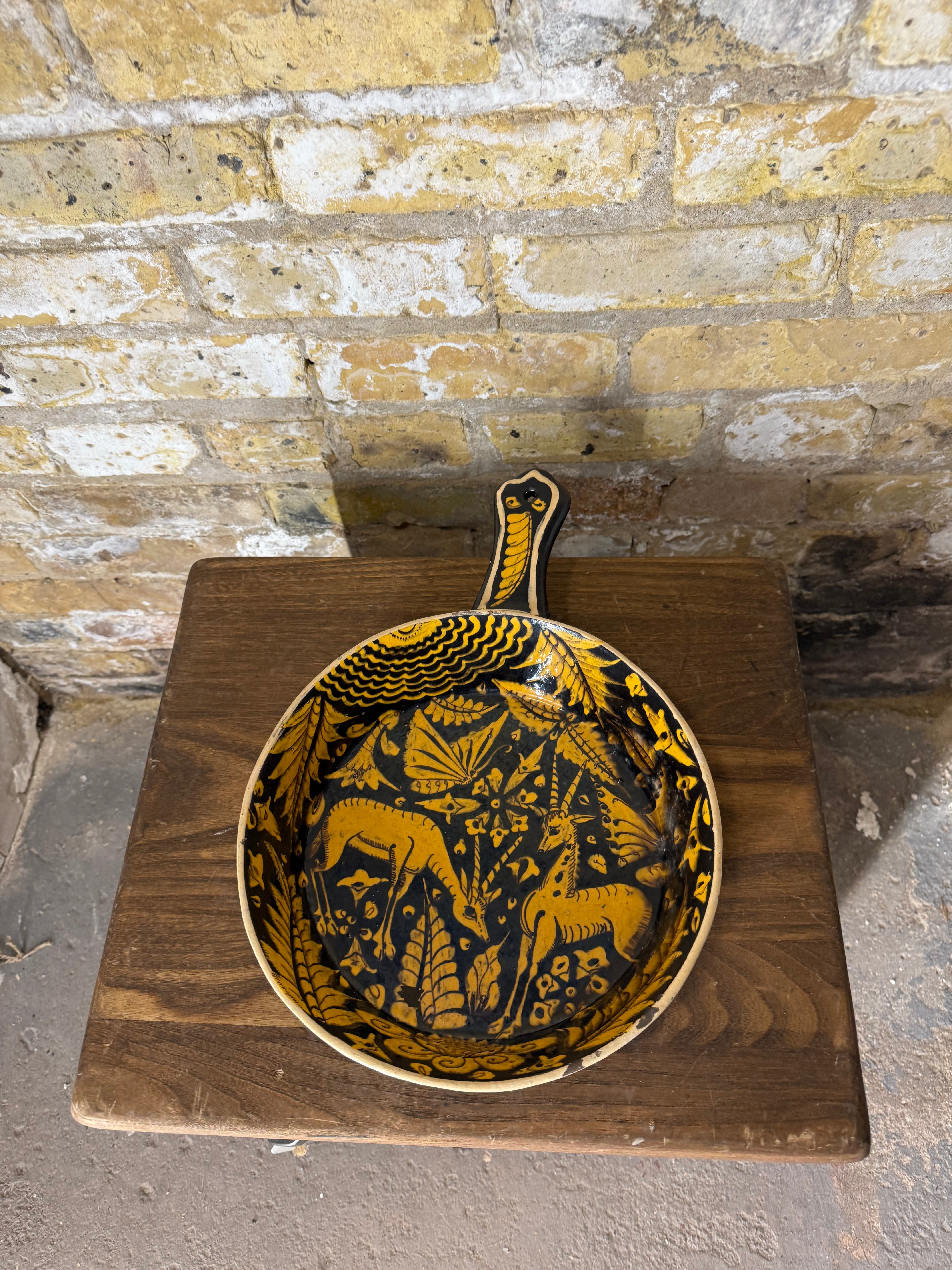 Vintage Mexican Pottery Tlaquapaque Skillet