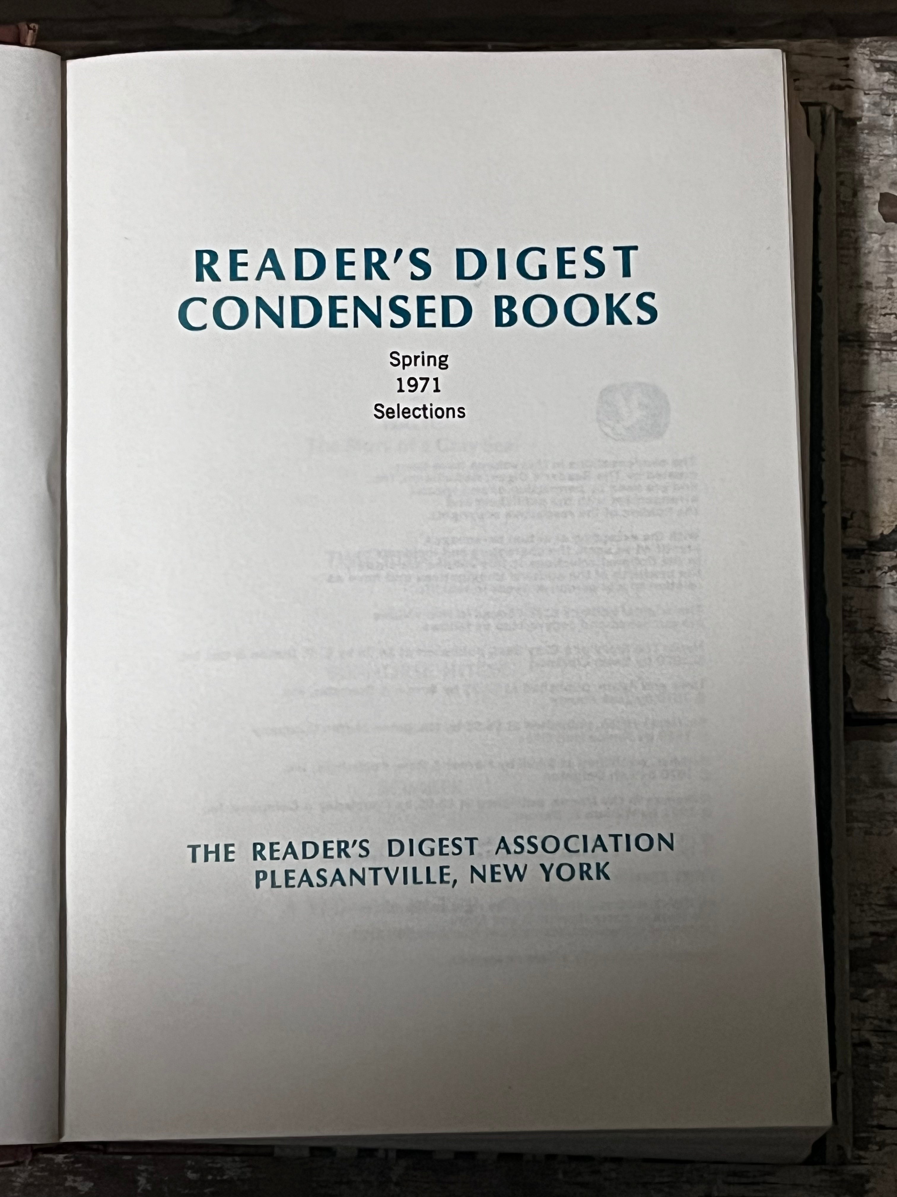 Readers Digest Condensed Books 1971 Spring Selection