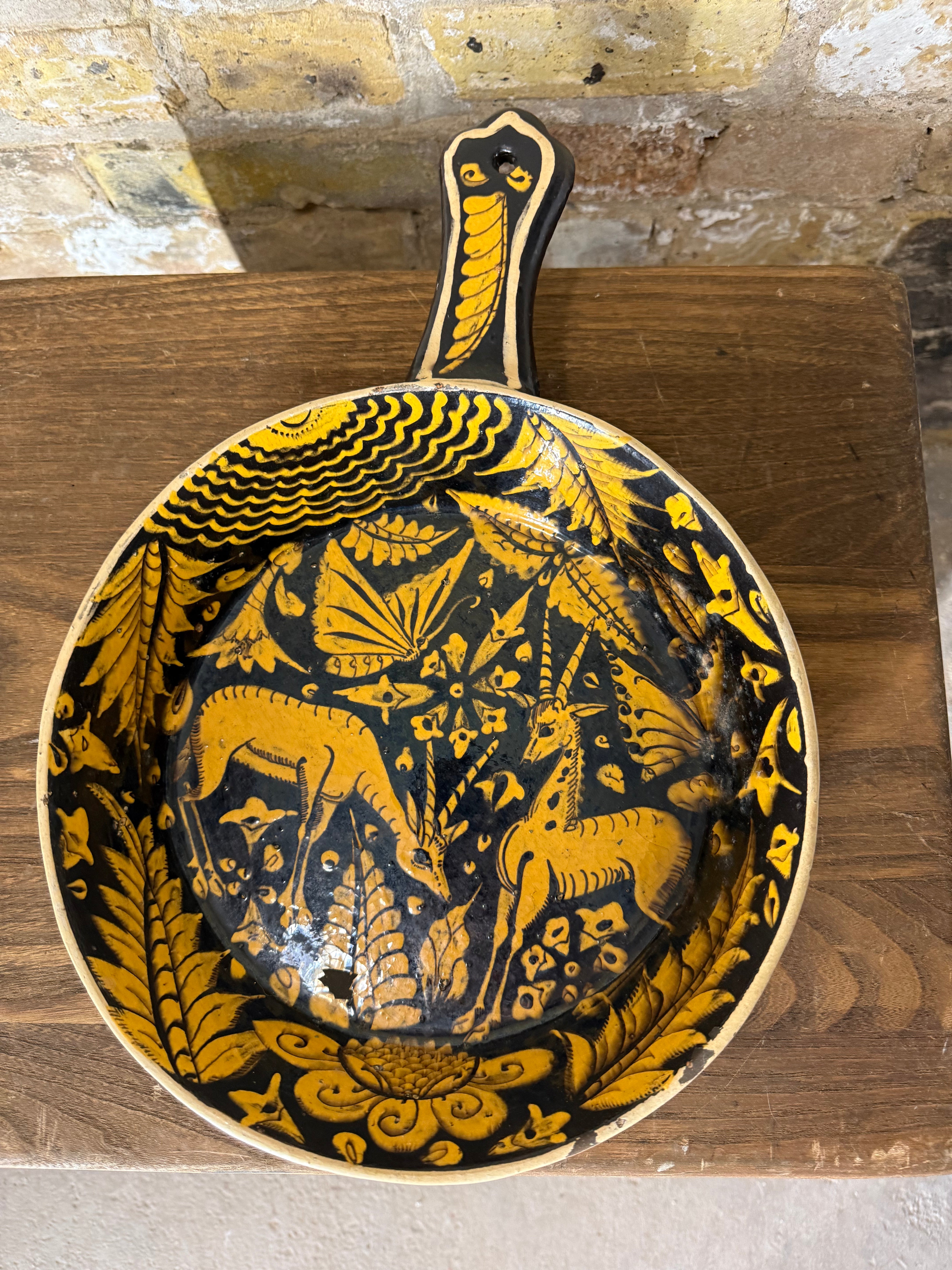 Vintage Mexican Pottery Tlaquapaque Skillet