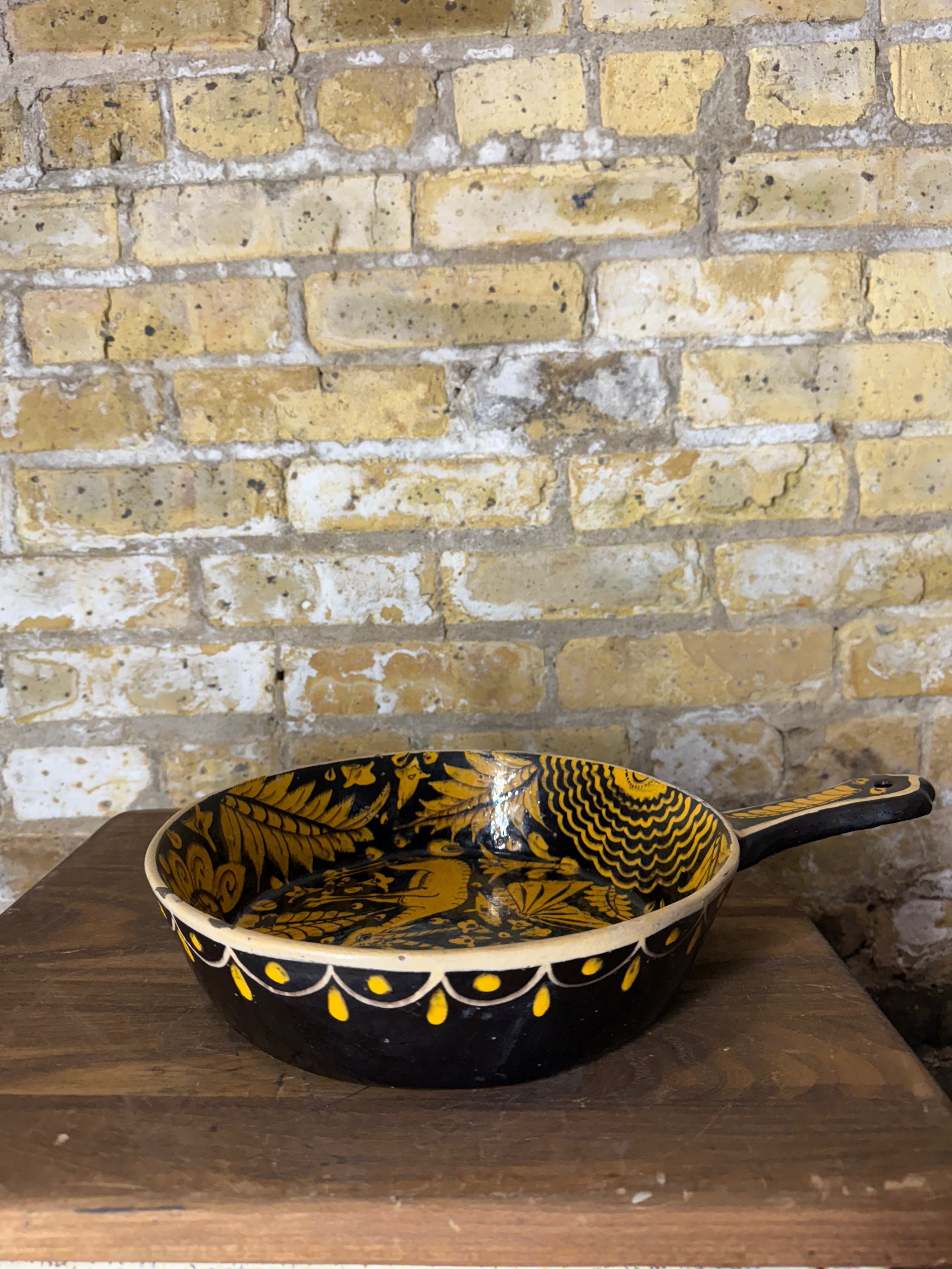 Vintage Mexican Pottery Tlaquapaque Skillet