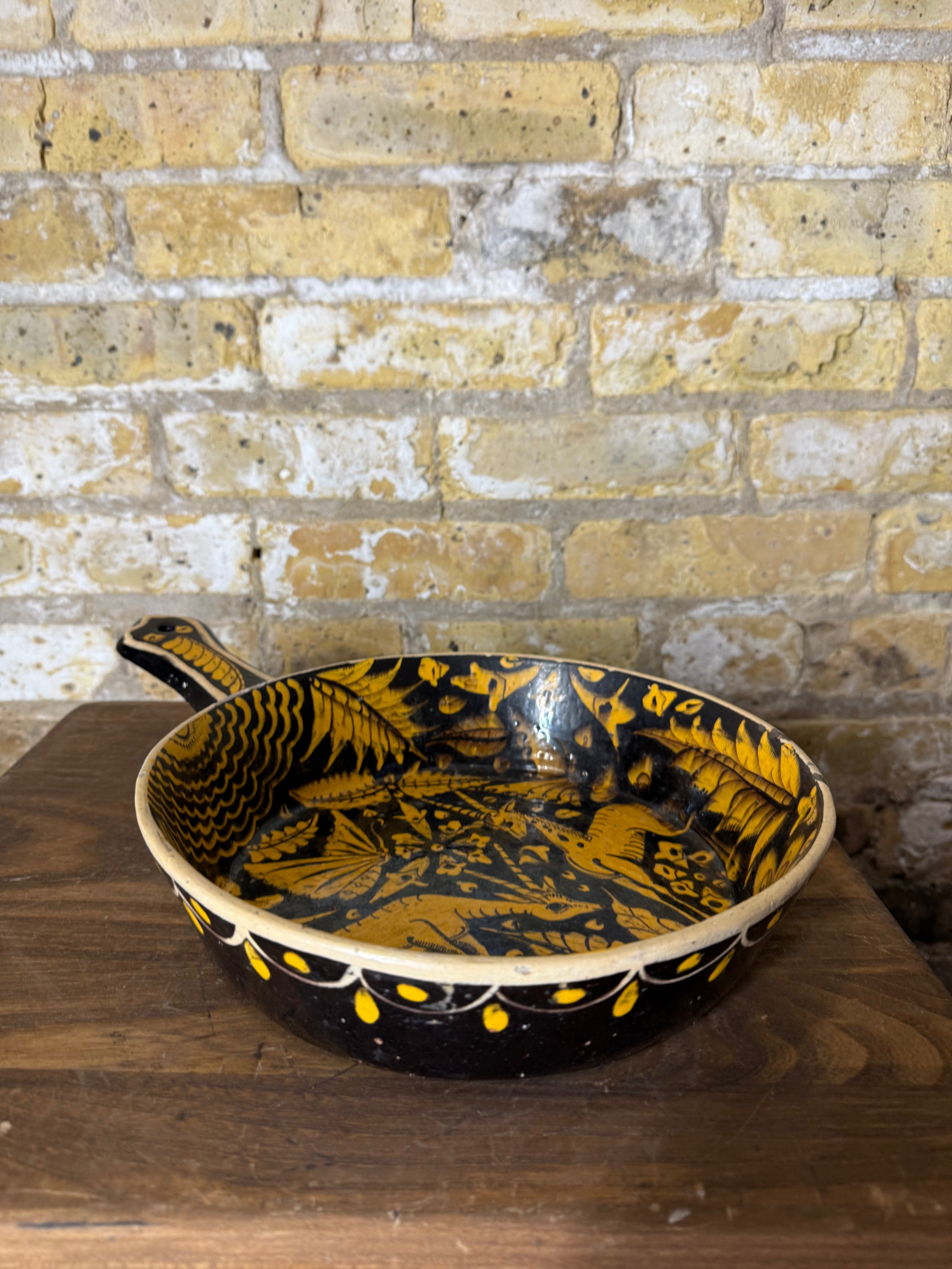 Vintage Mexican Pottery Tlaquapaque Skillet
