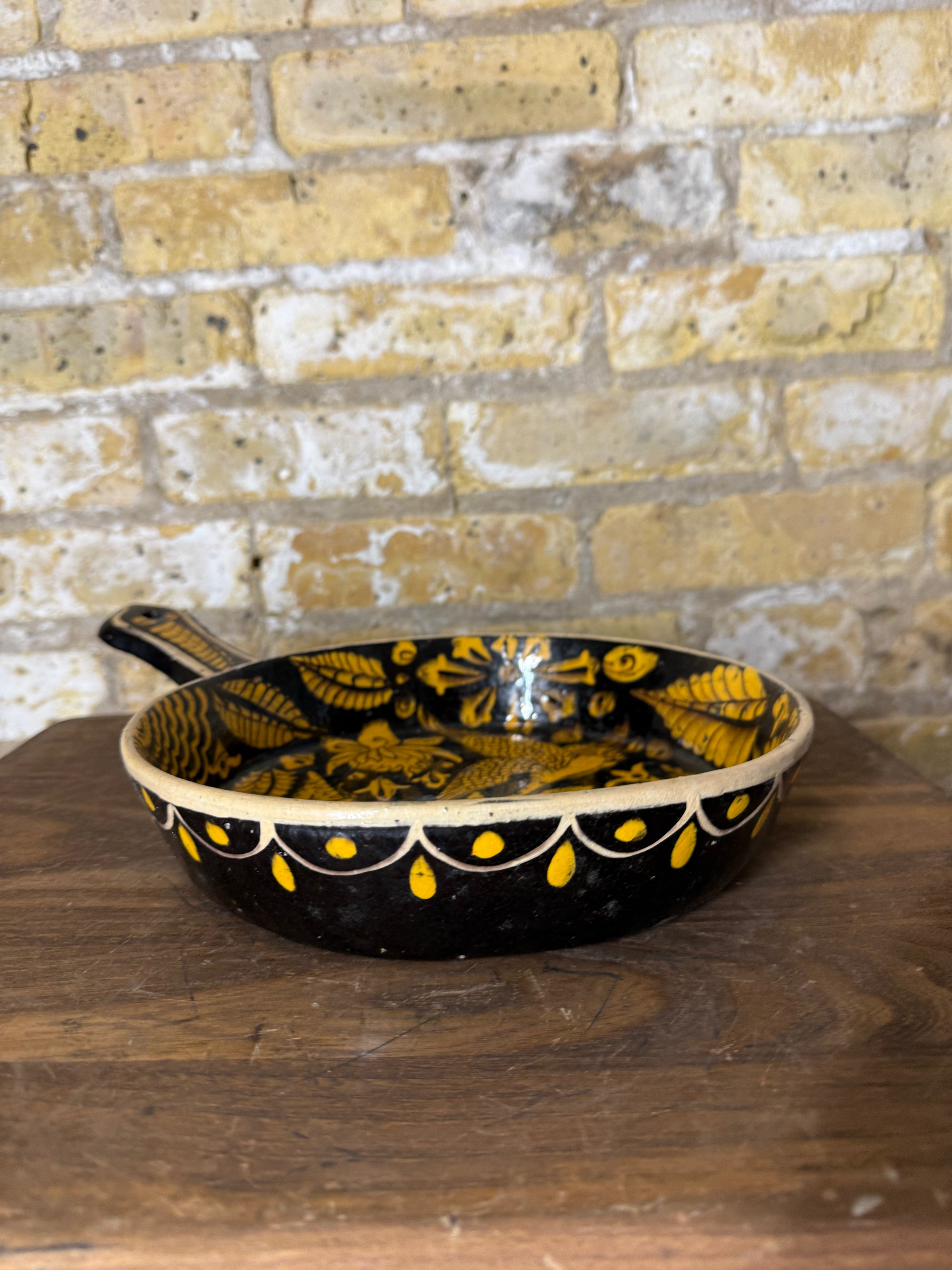 Vintage Mexican Pottery Tlaquapaque Skillet