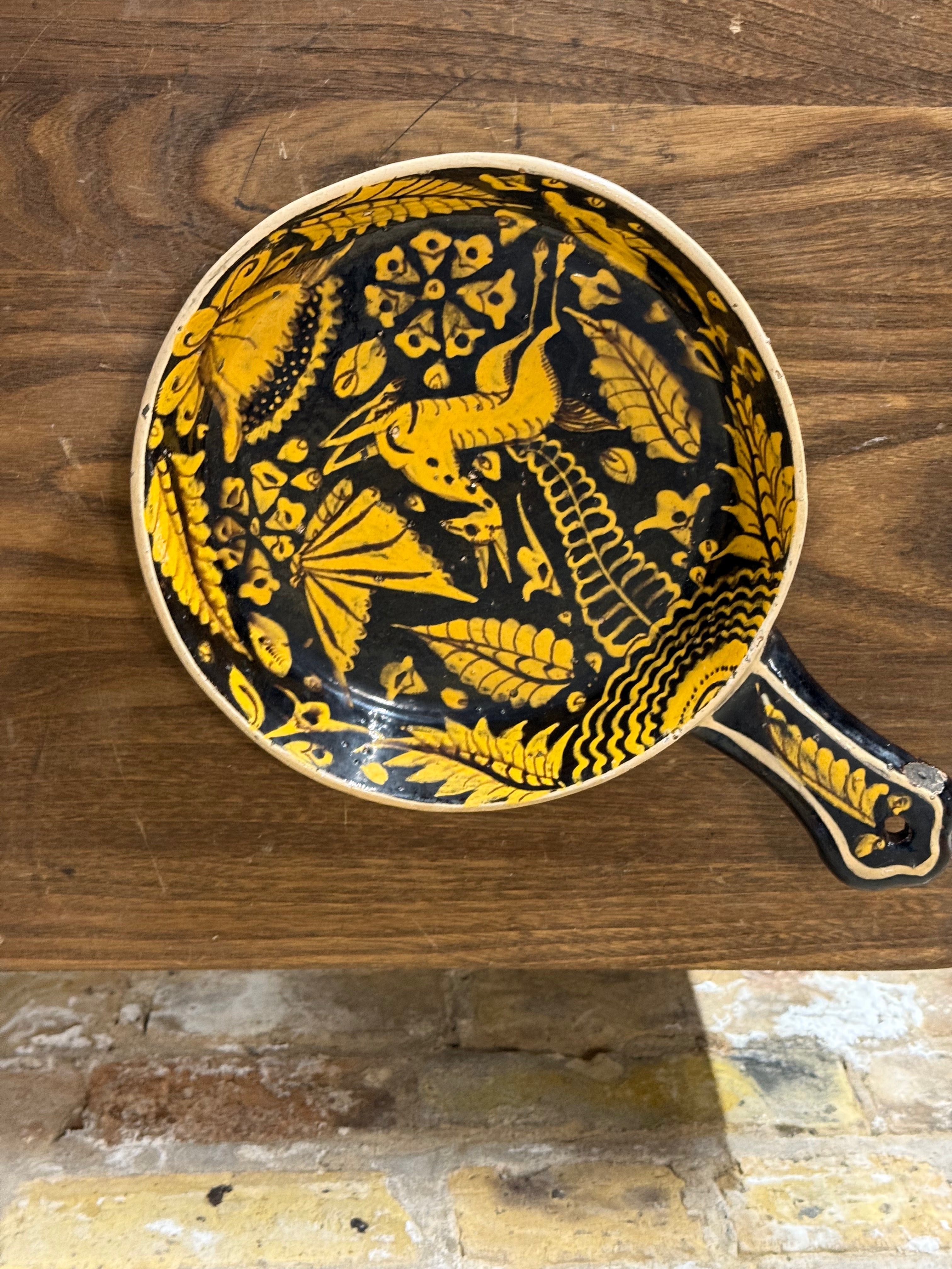 Vintage Mexican Pottery Tlaquapaque Skillet