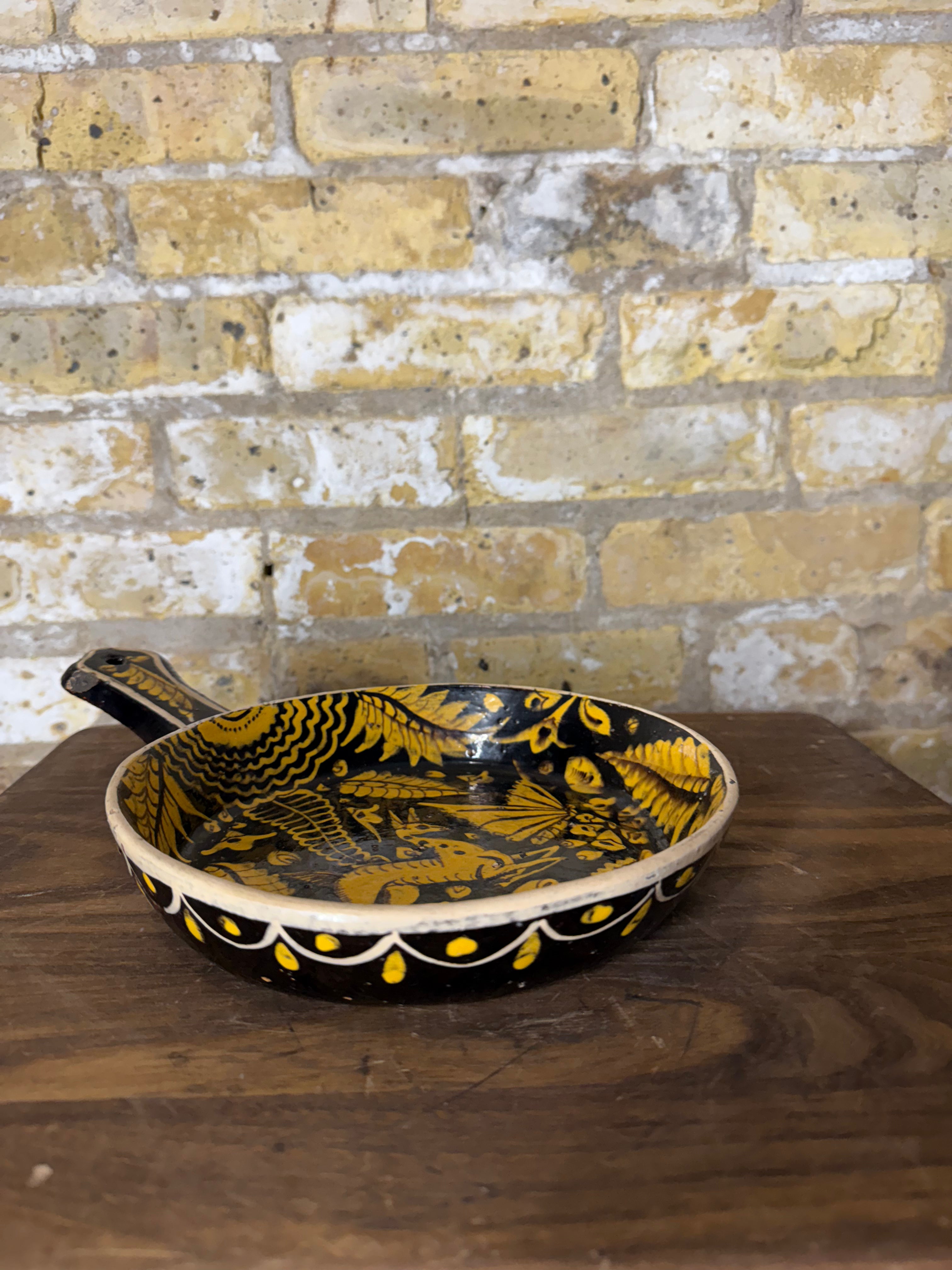 Vintage Mexican Pottery Tlaquapaque Skillet