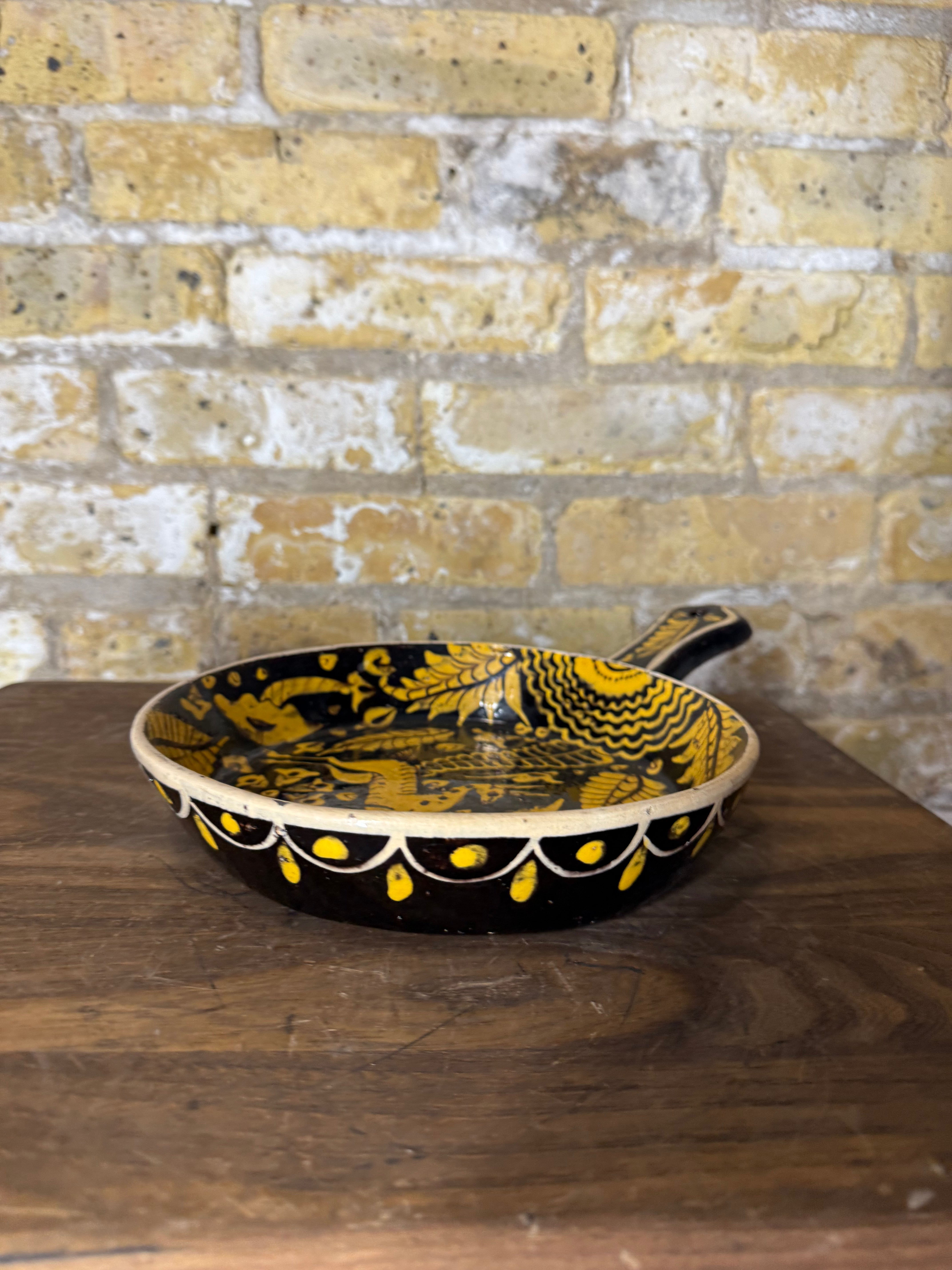 Vintage Mexican Pottery Tlaquapaque Skillet