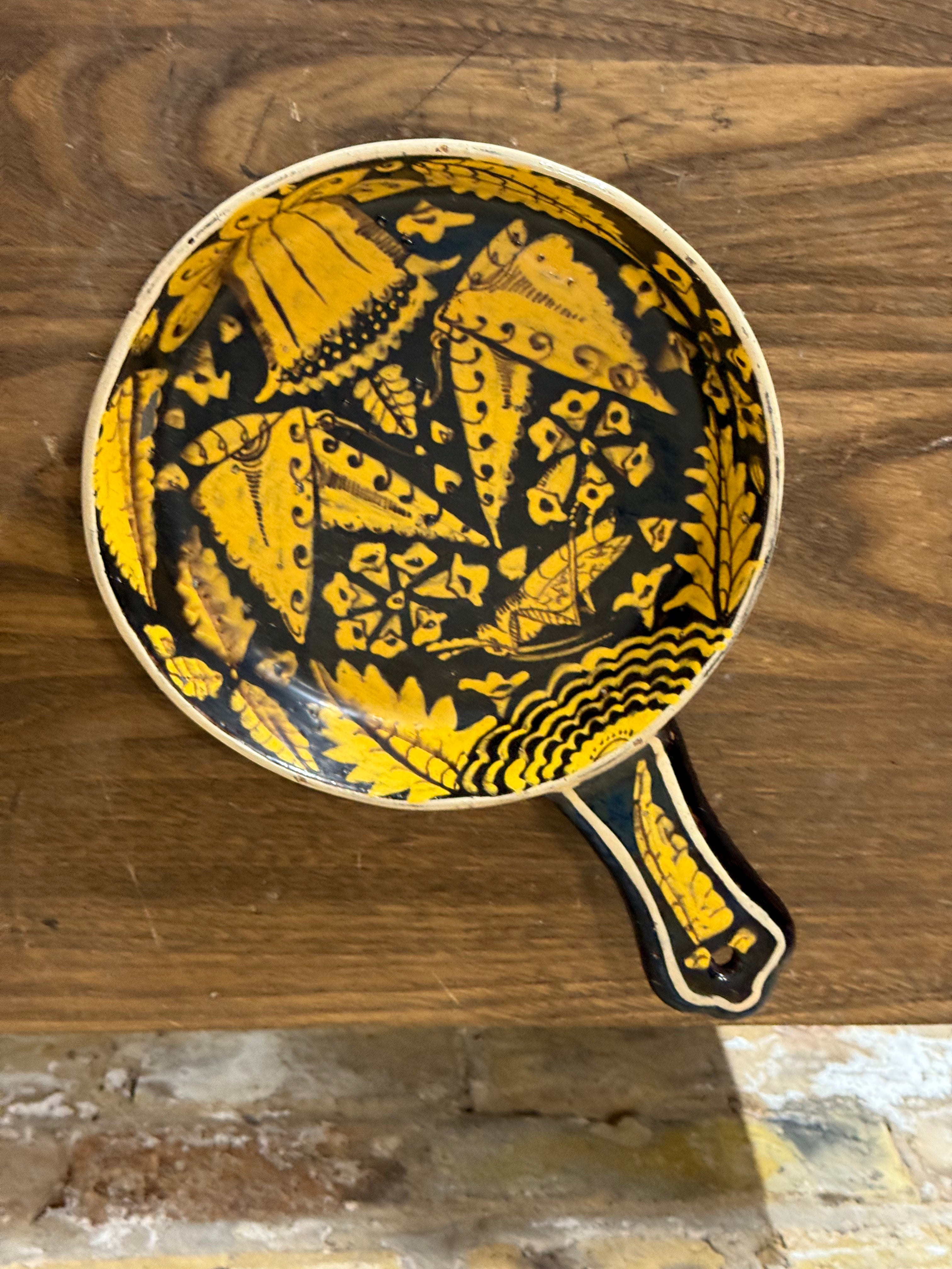 Vintage Mexican Pottery Tlaquapaque Skillet