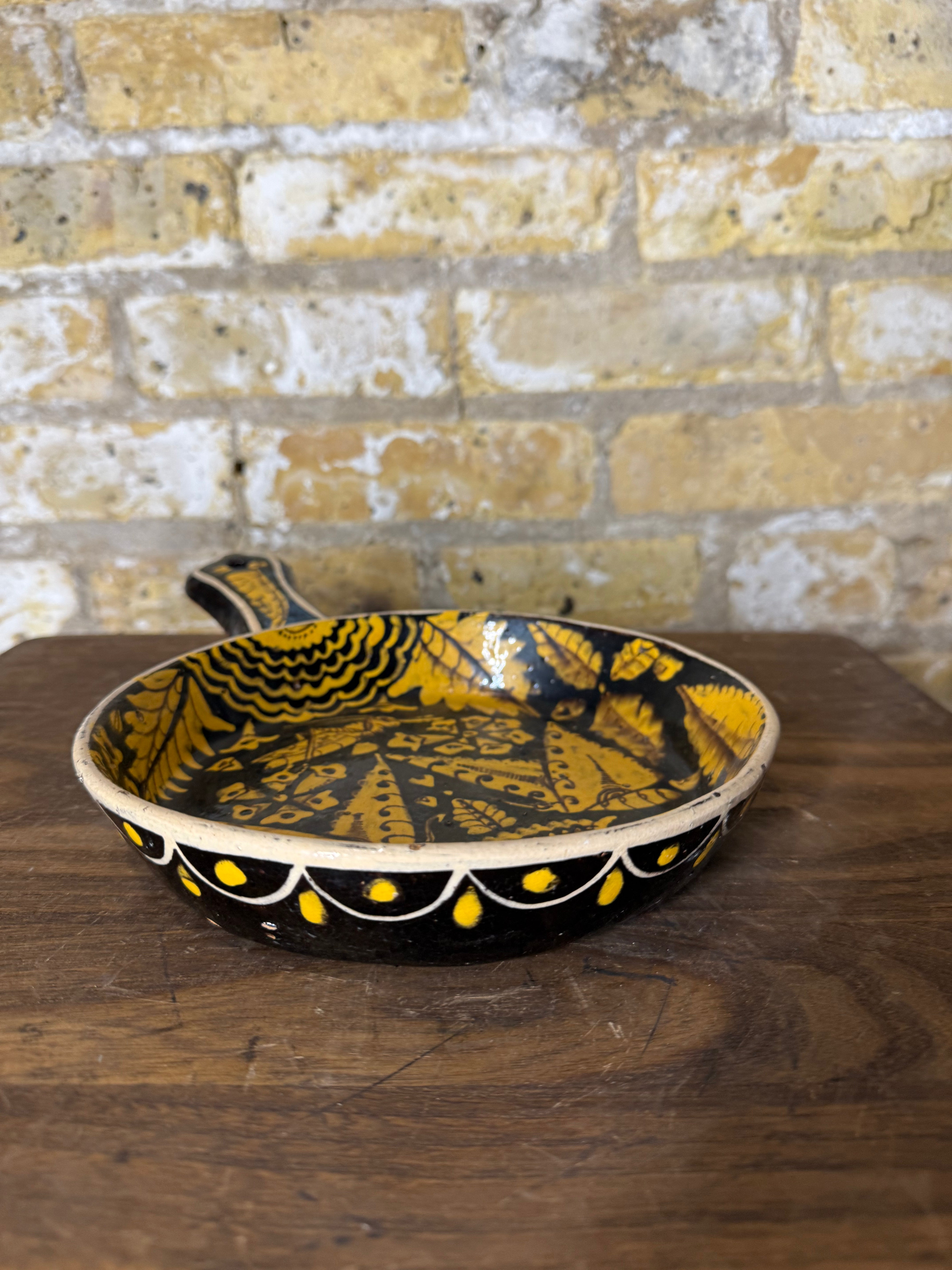 Vintage Mexican Pottery Tlaquapaque Skillet