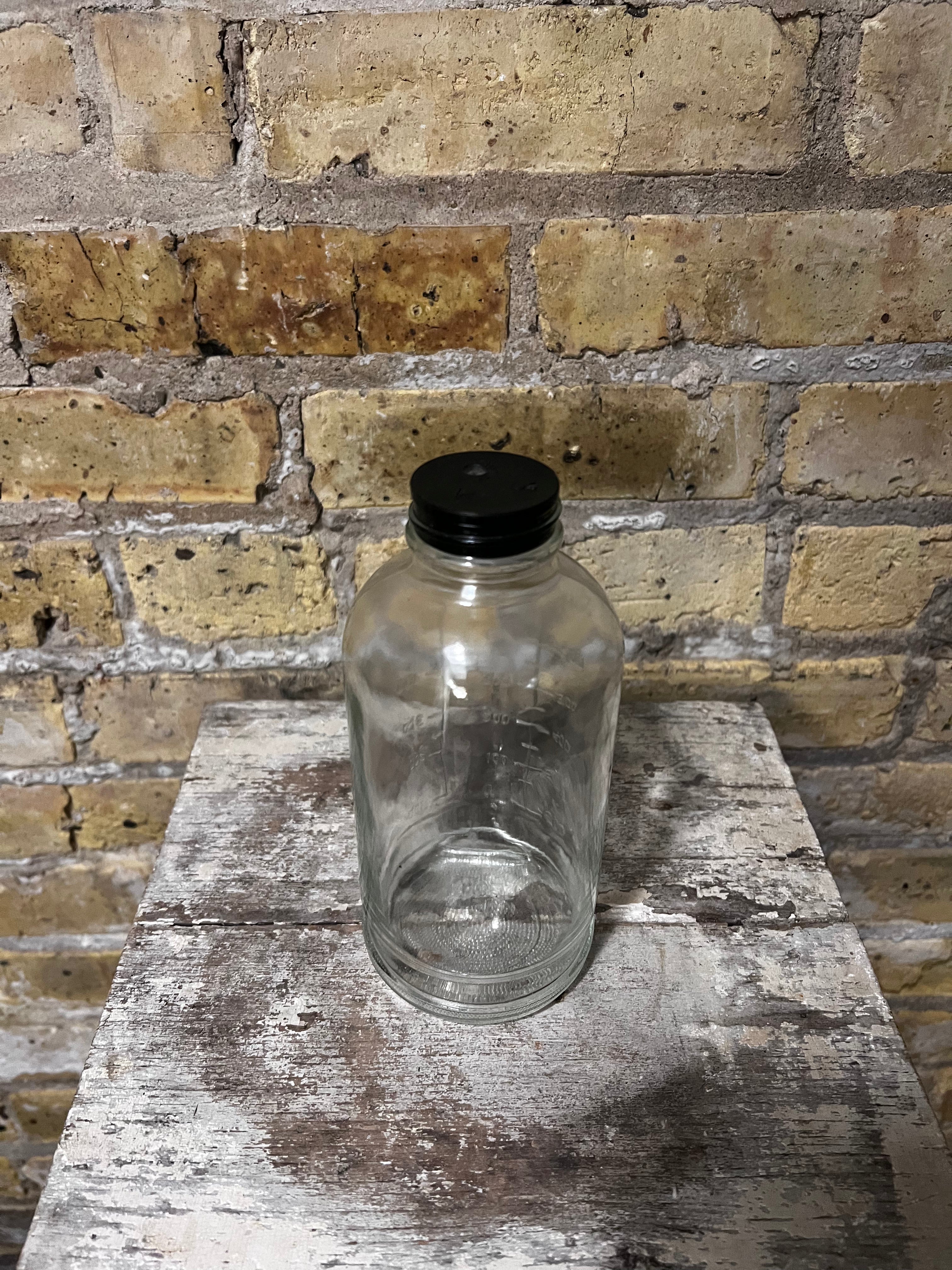Vintage Glass IV Bottle with Lid