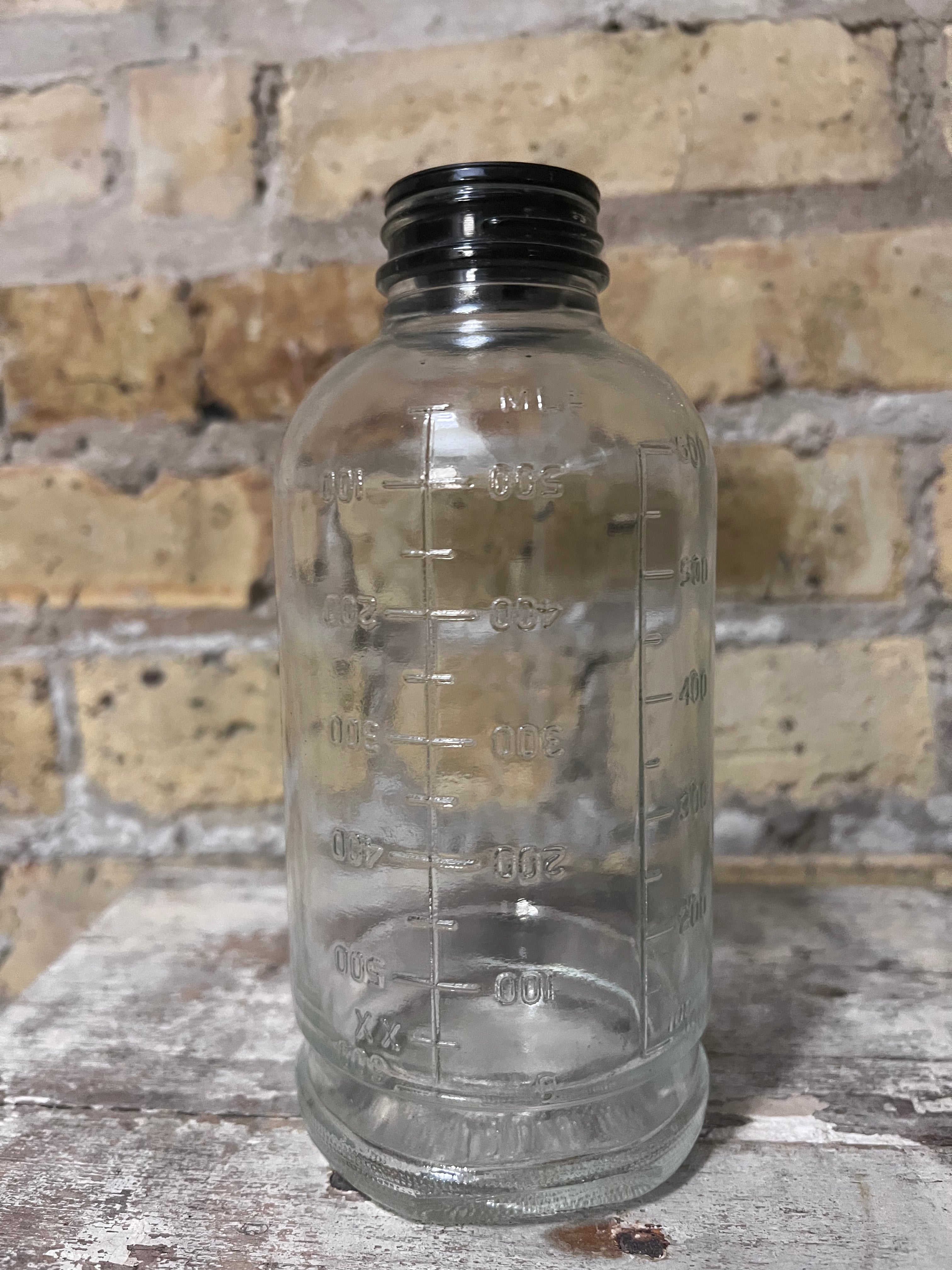 Vintage Glass IV Bottle with Lid