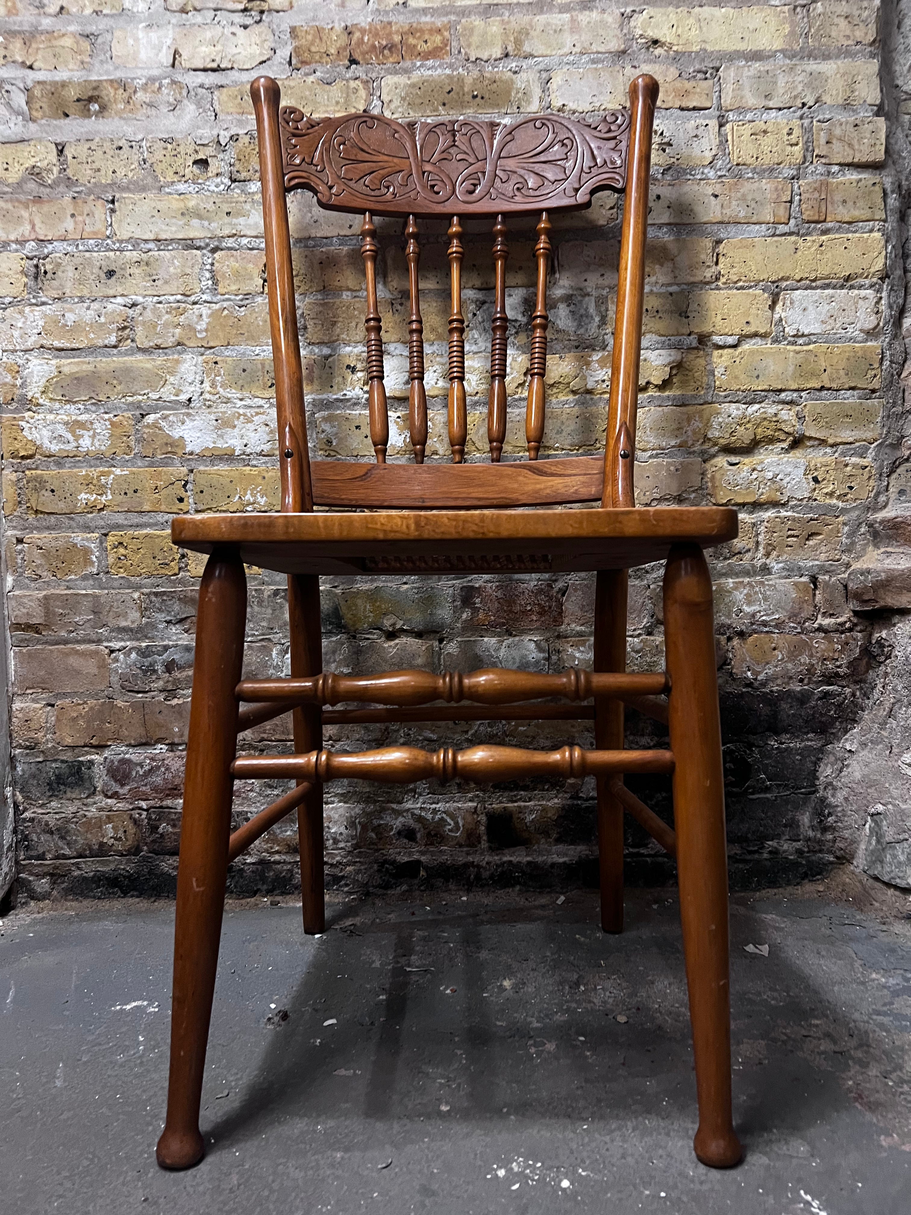 Antique Oak Pressed Back Armchair