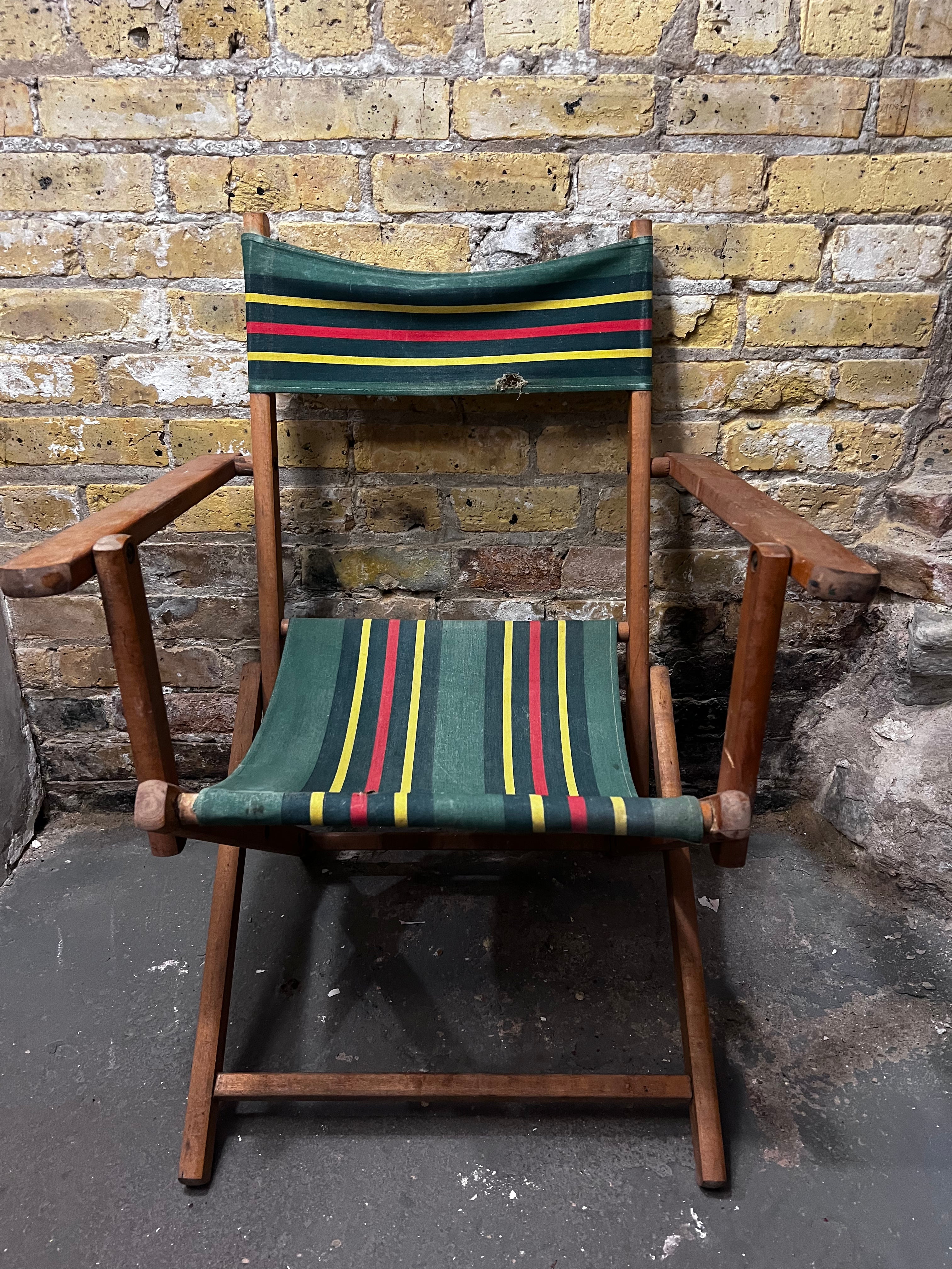 Antique Wooden Folding Beach Chair