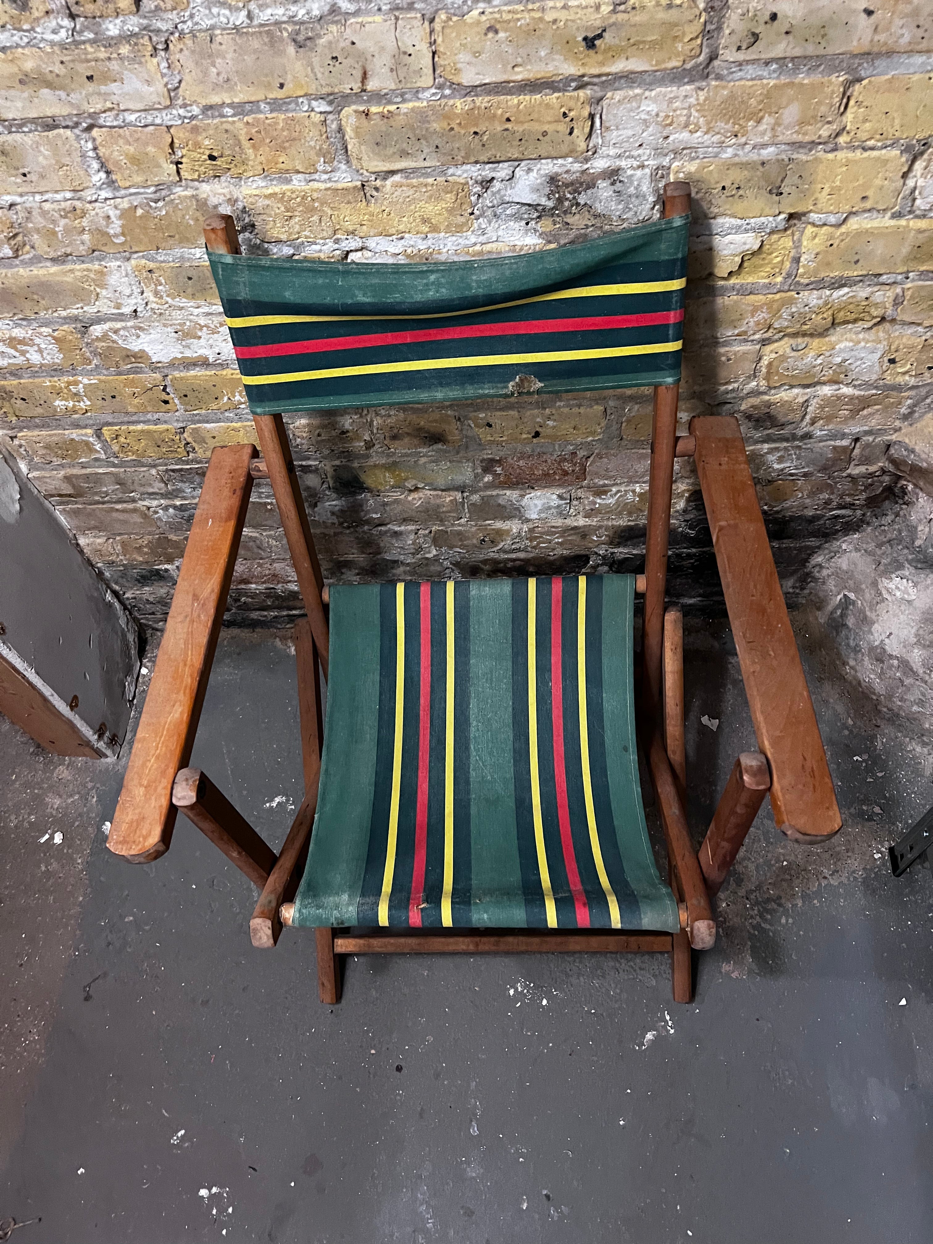Antique Wooden Folding Beach Chair
