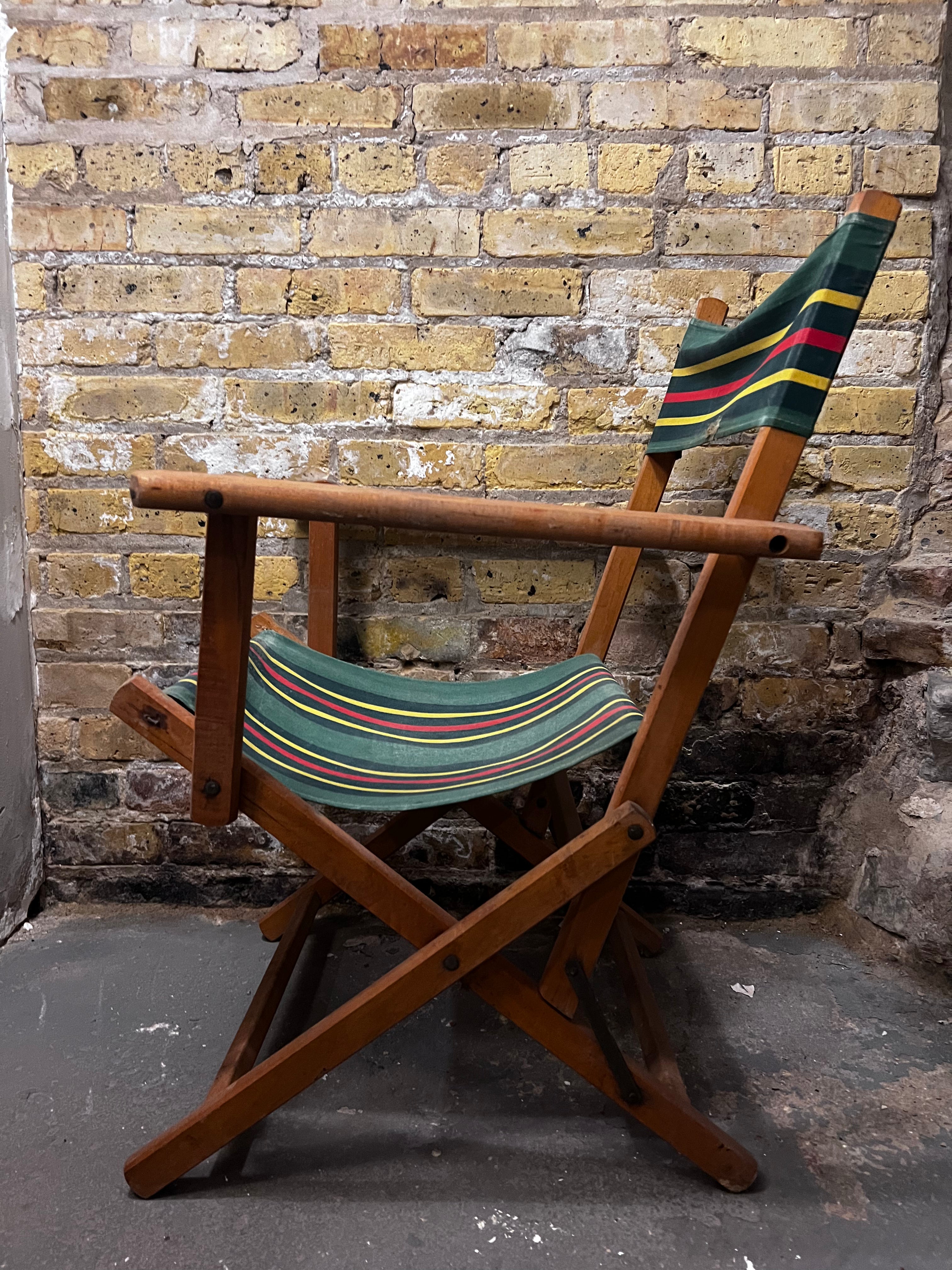Antique Wooden Folding Beach Chair