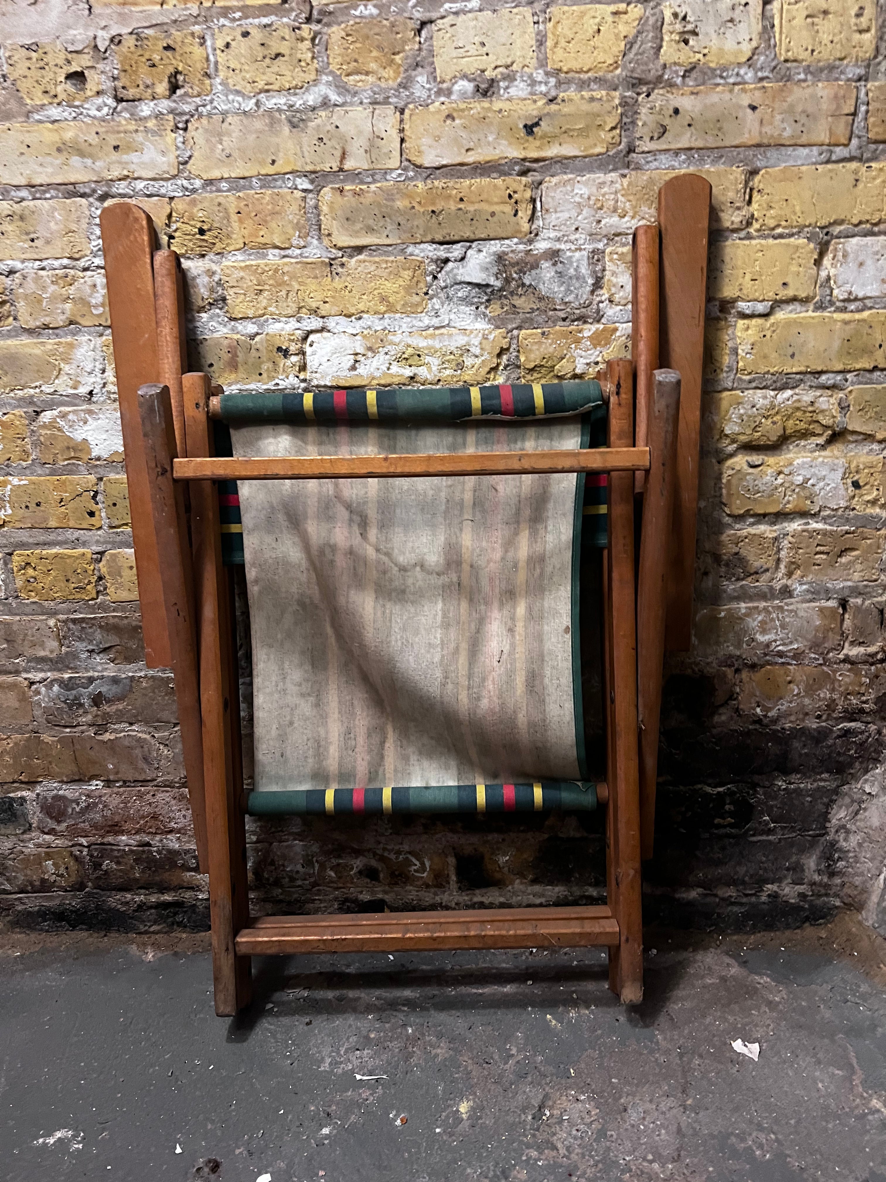 Antique Wooden Folding Beach Chair