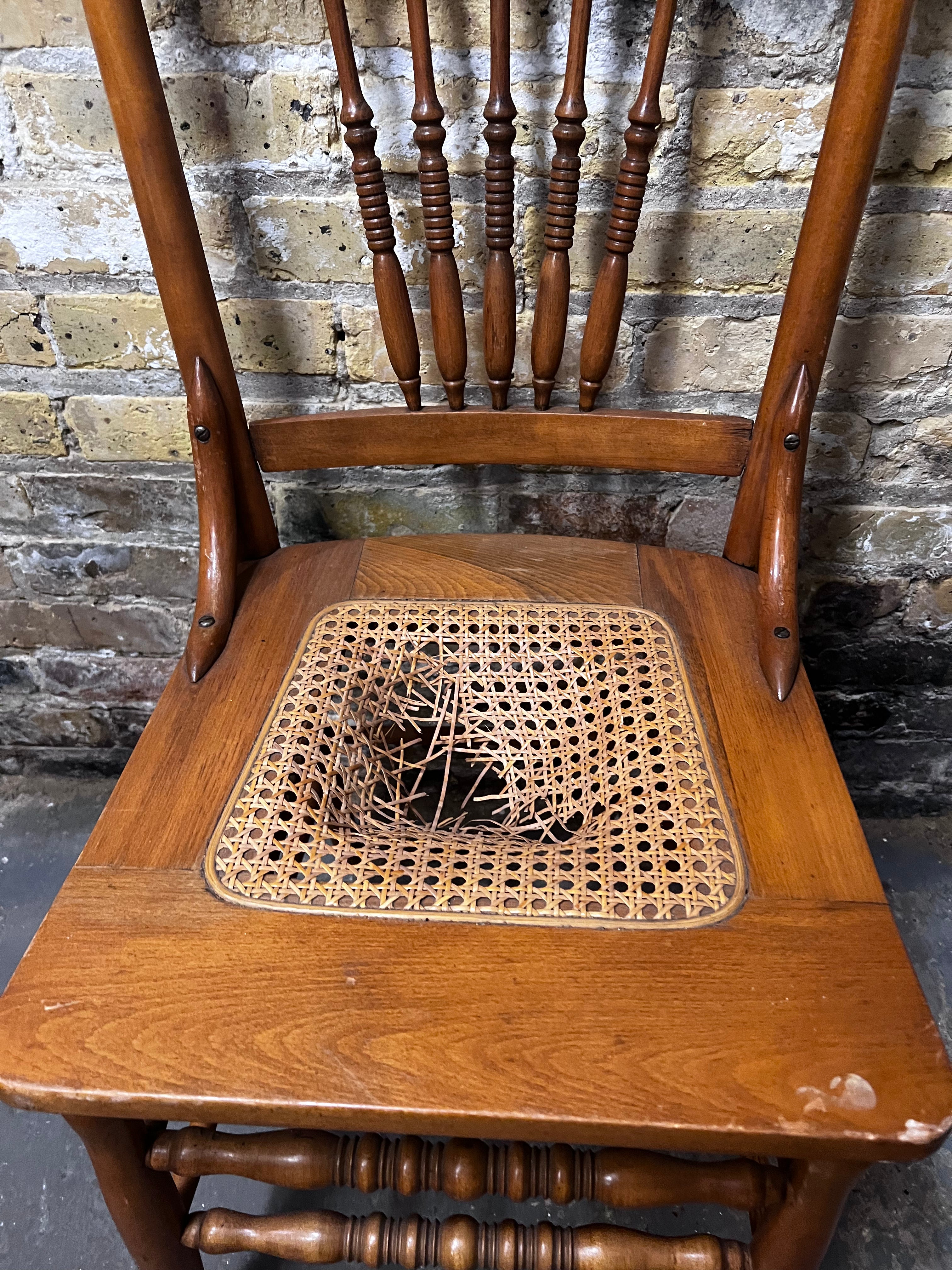 Antique Oak Pressed Back Armchair