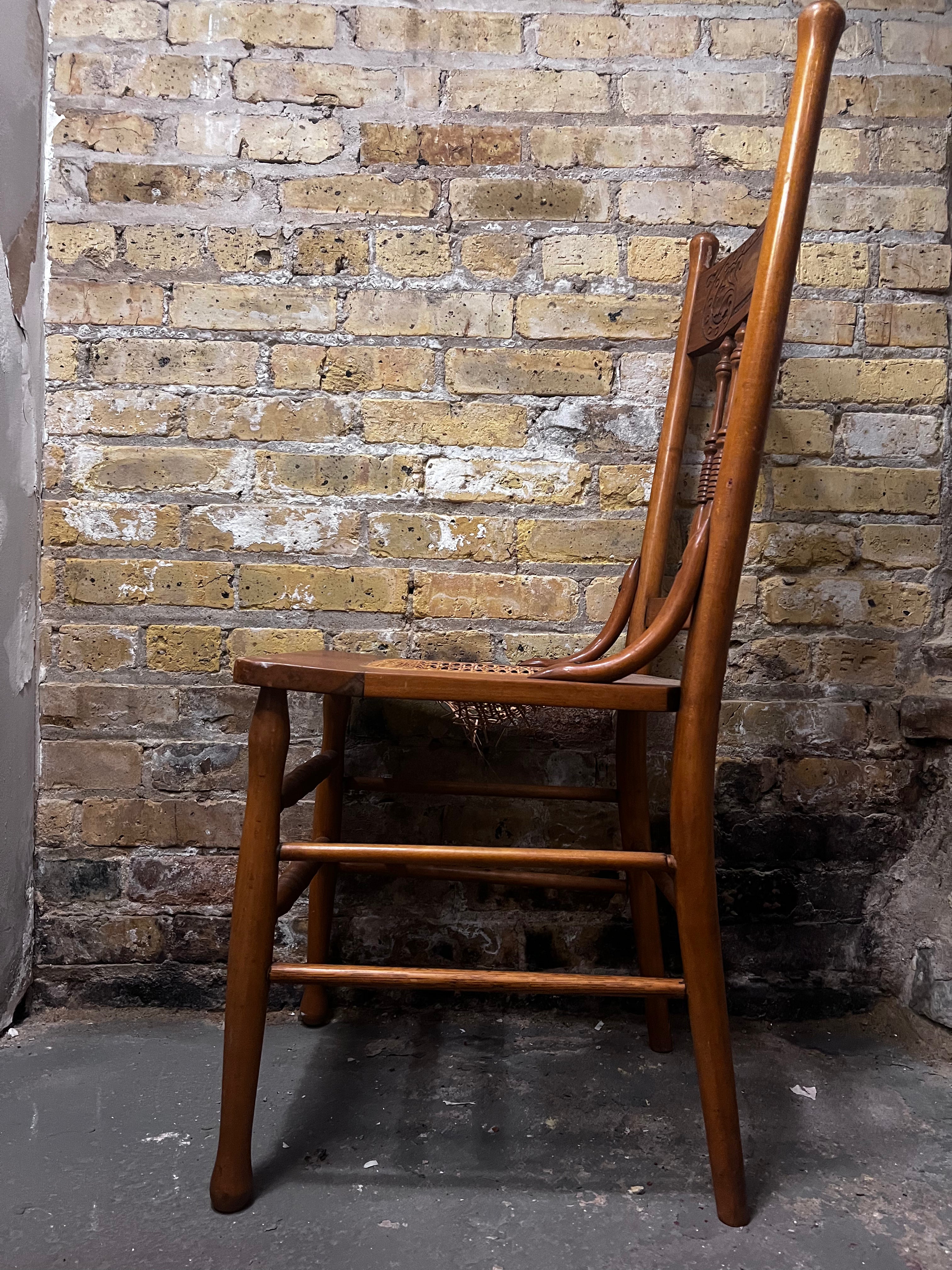 Antique Oak Pressed Back Armchair