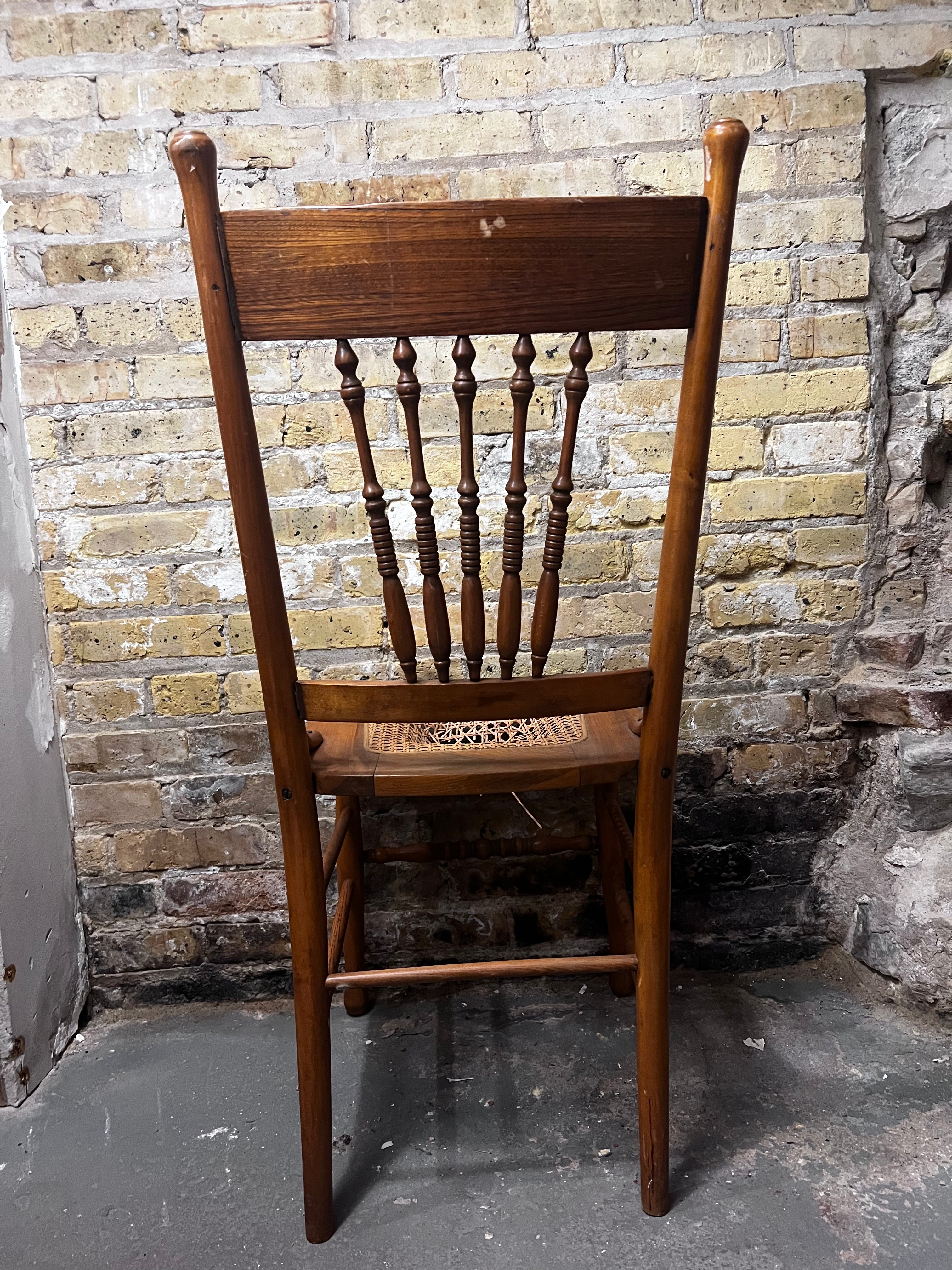 Antique Oak Pressed Back Armchair