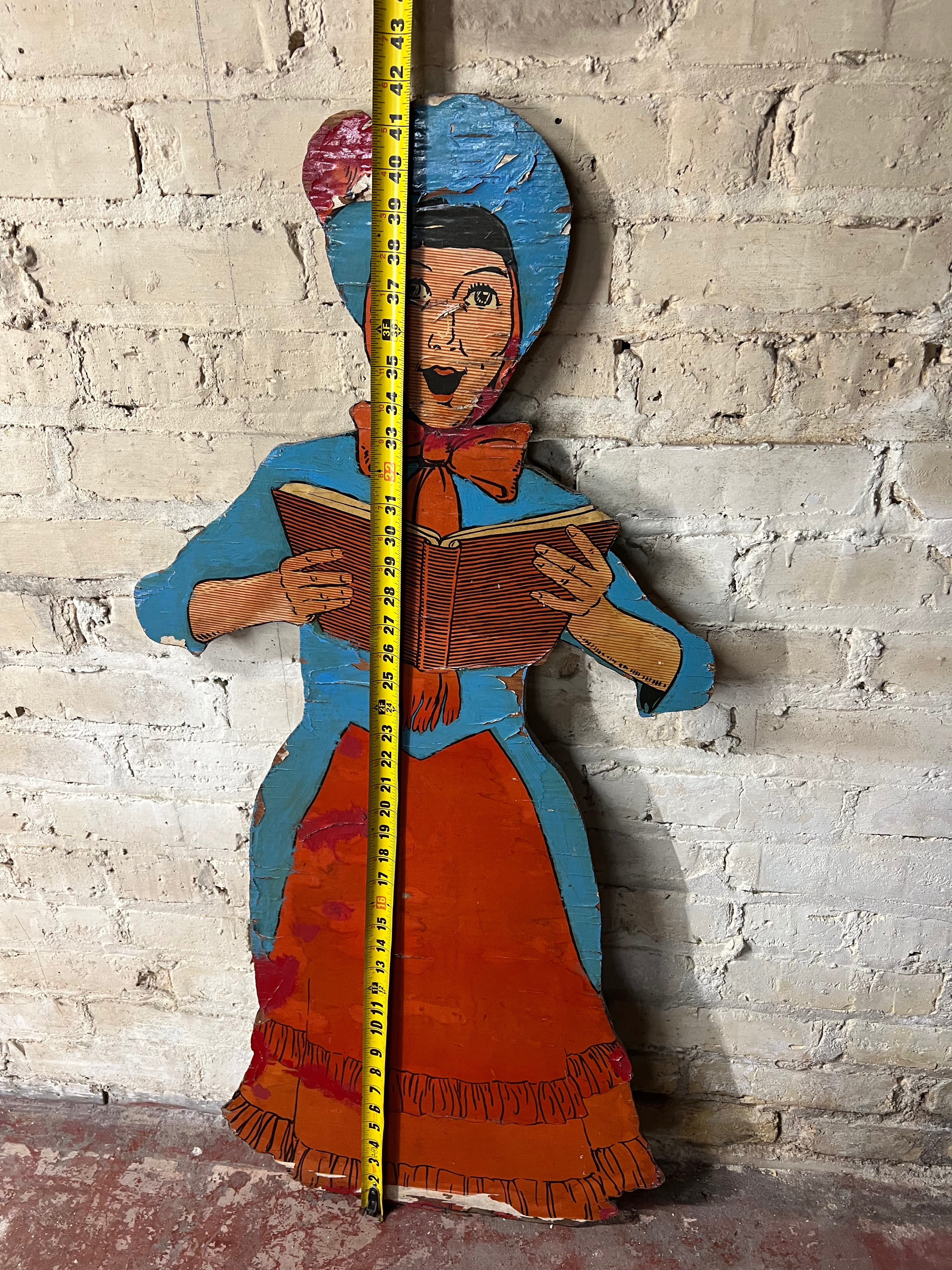 Vintage Wood Caroler Singing - Woman