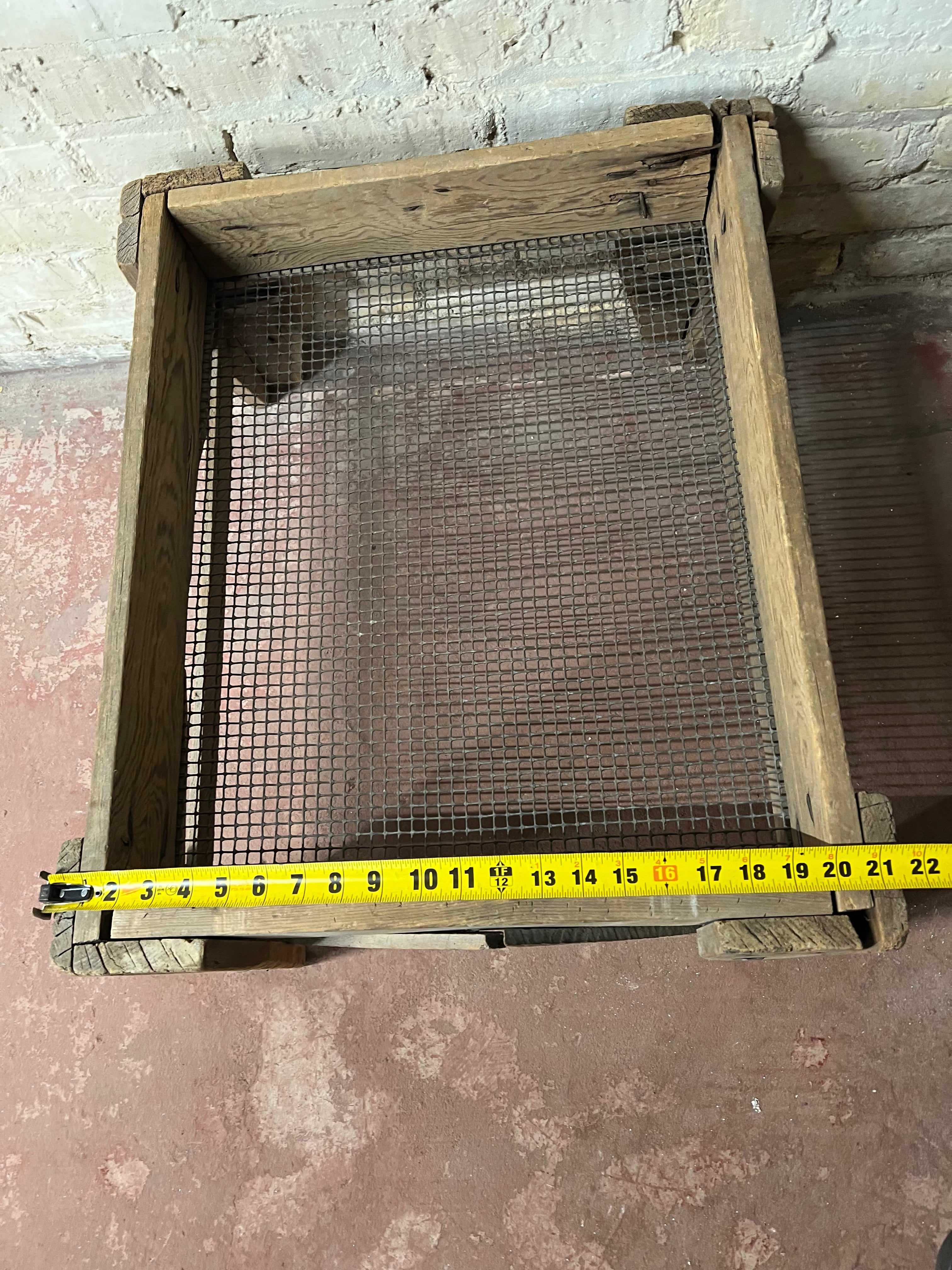 Vintage Wood and Wire Mesh Flour Grain Sieve