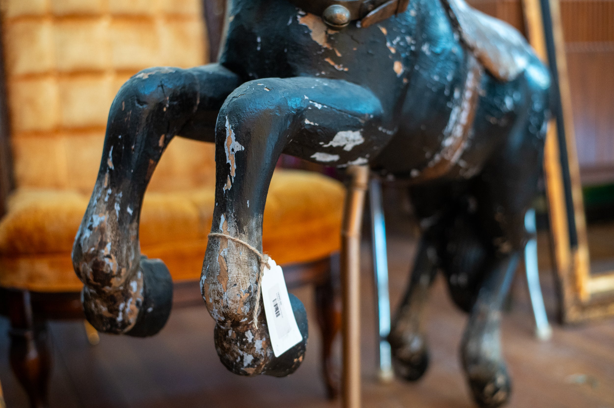 Antique Carousel Horse on Stand with Bells