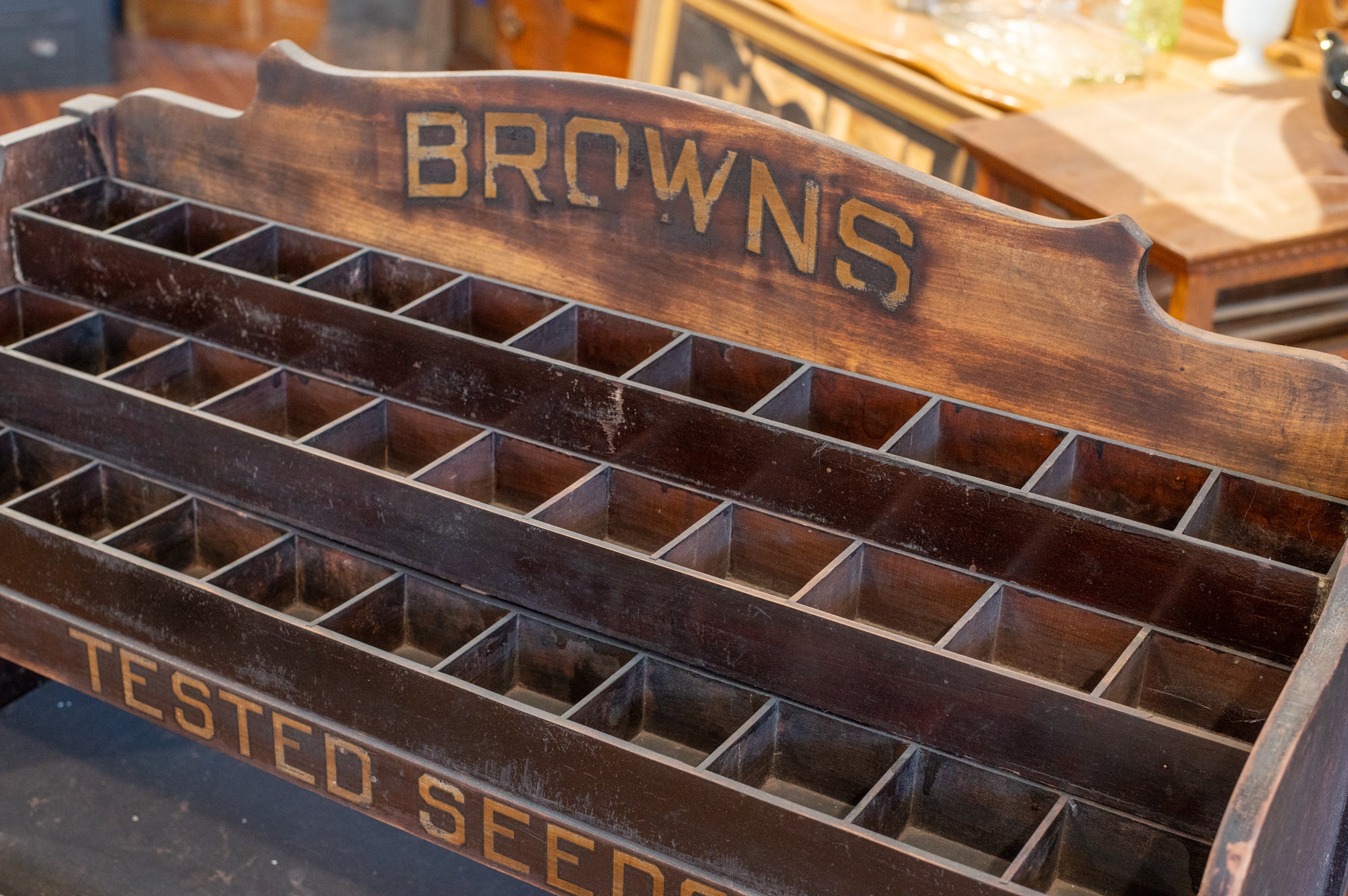 Antique Browns "Tested Seeds" Cabinet & Display