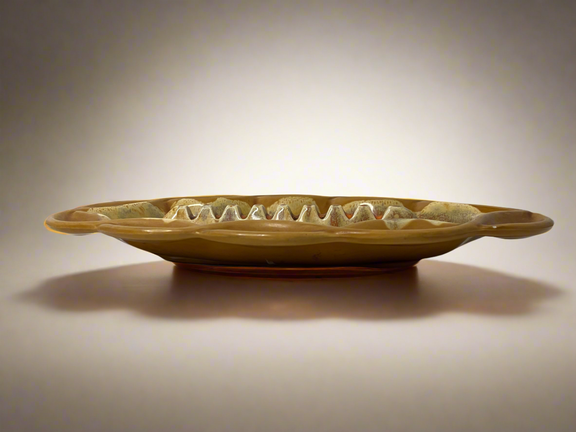 MCM Glazed Ceramic Intertwined Fat Lava Style Ashtray