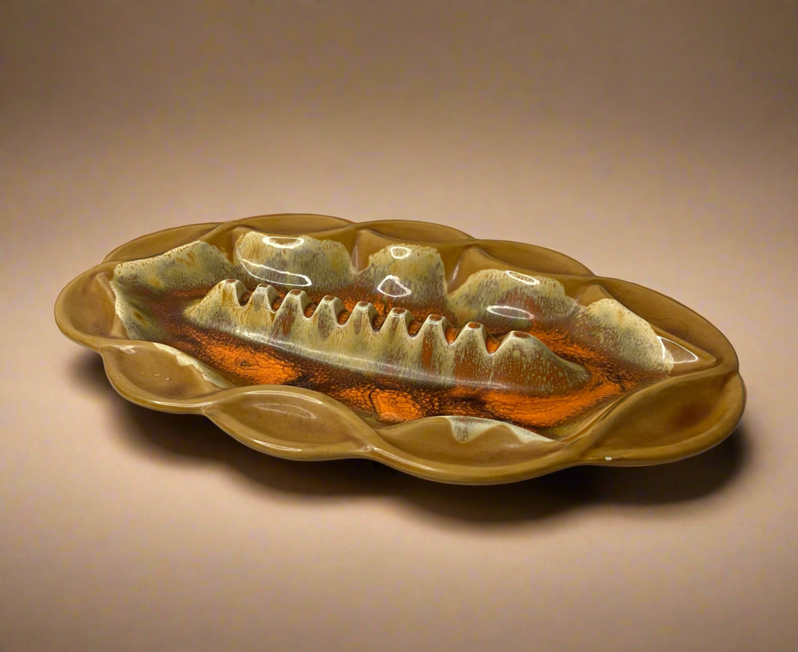 MCM Glazed Ceramic Intertwined Fat Lava Style Ashtray