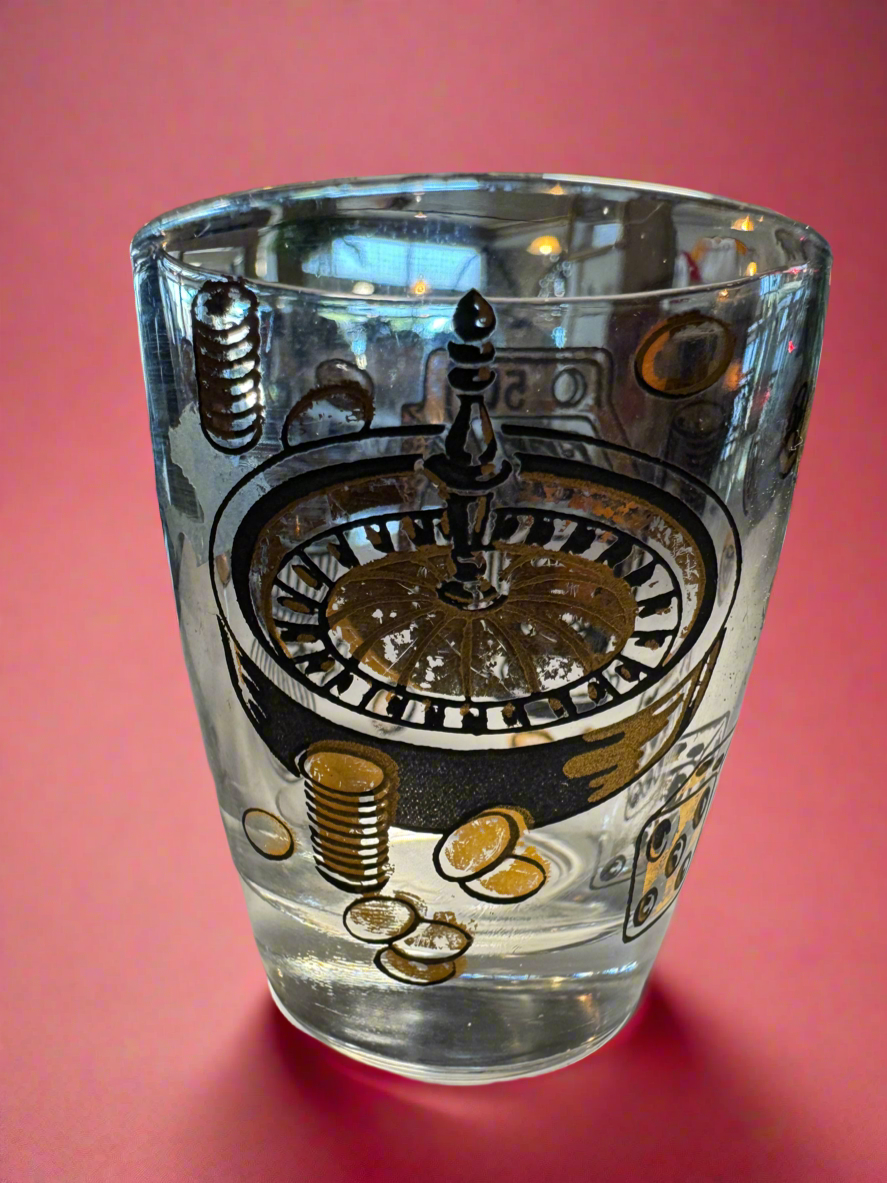Mid Century Vintage Casino Lowball Glasses (Set of 2)