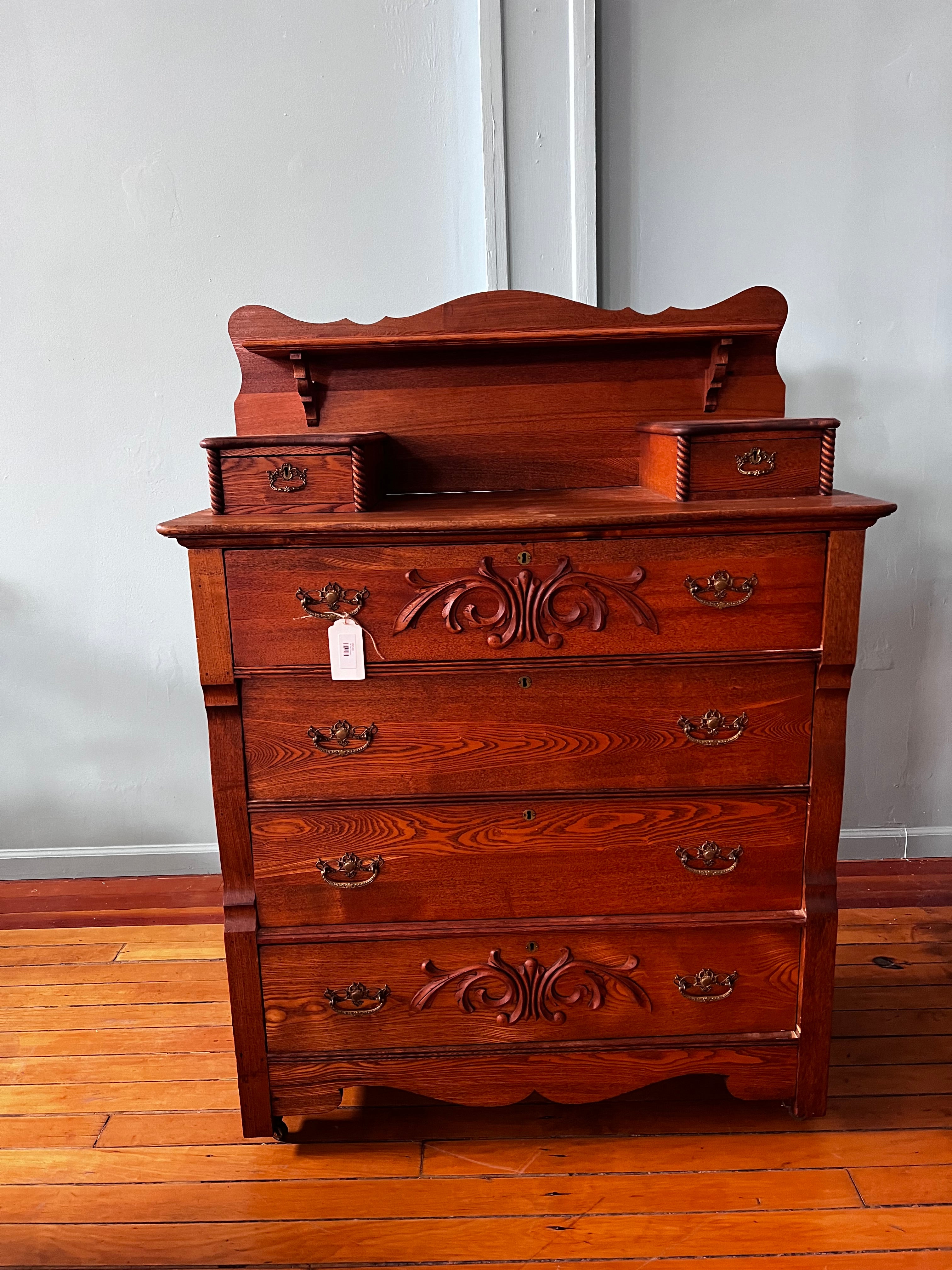 Tall Vintage Oak Dresser