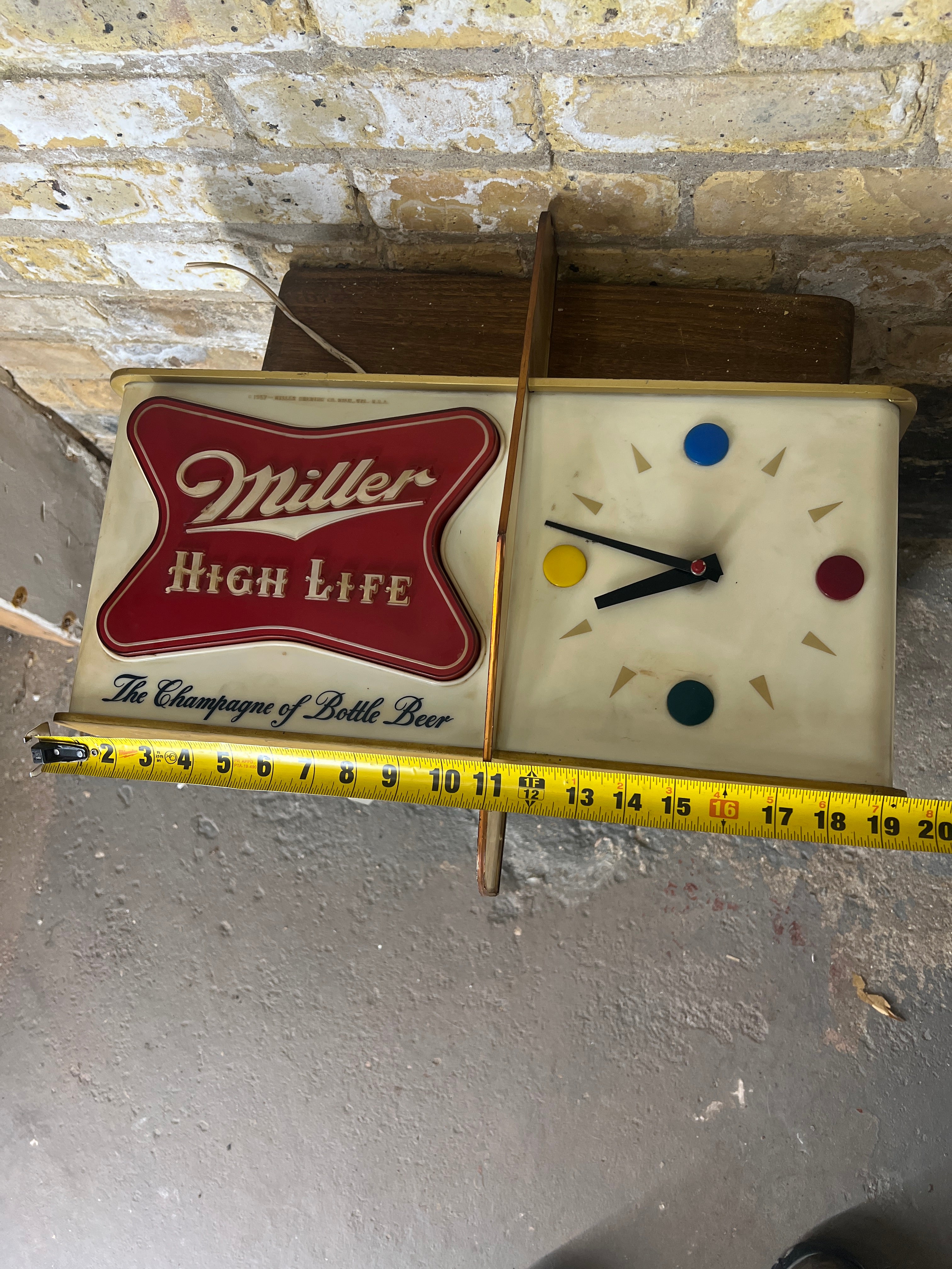 1957 Miller High Life Lighted Bar Clock