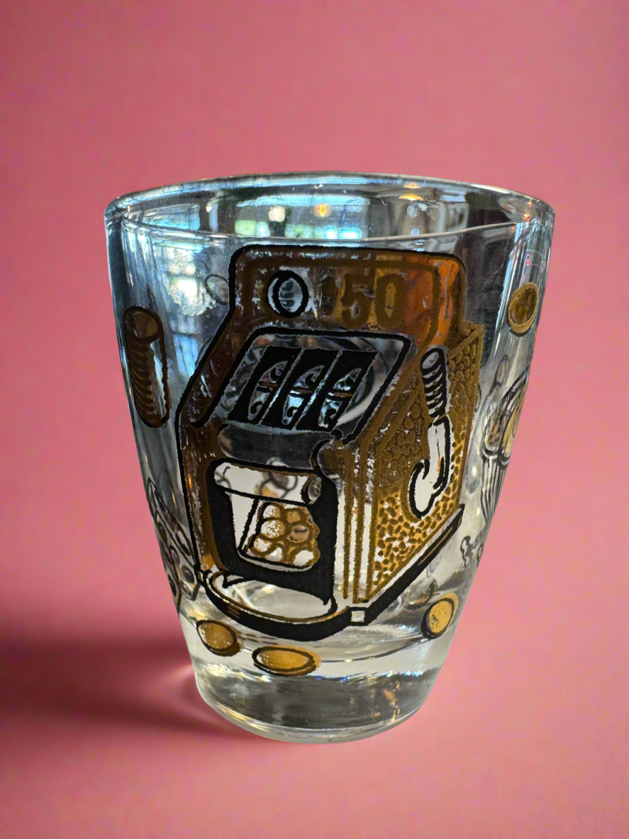 Mid Century Vintage Casino Lowball Glasses (Set of 2)