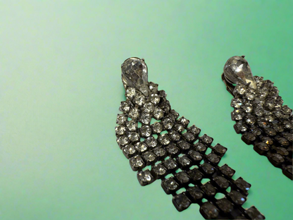Fringe Style Rhinestone Teardrop Earrings