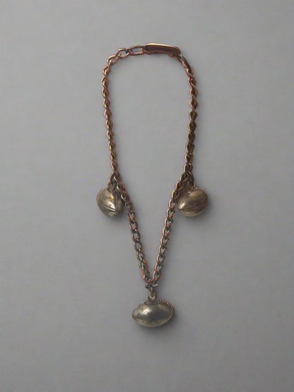 Vintage Copper Football Charm Bracelet