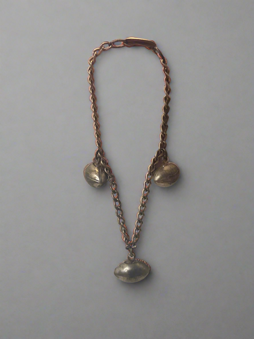 Vintage Copper Football Charm Bracelet