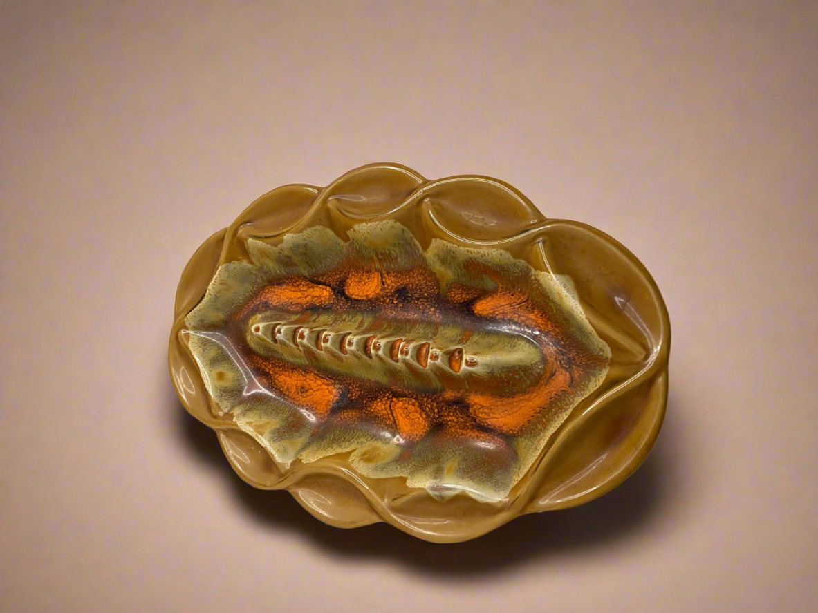 MCM Glazed Ceramic Intertwined Fat Lava Style Ashtray