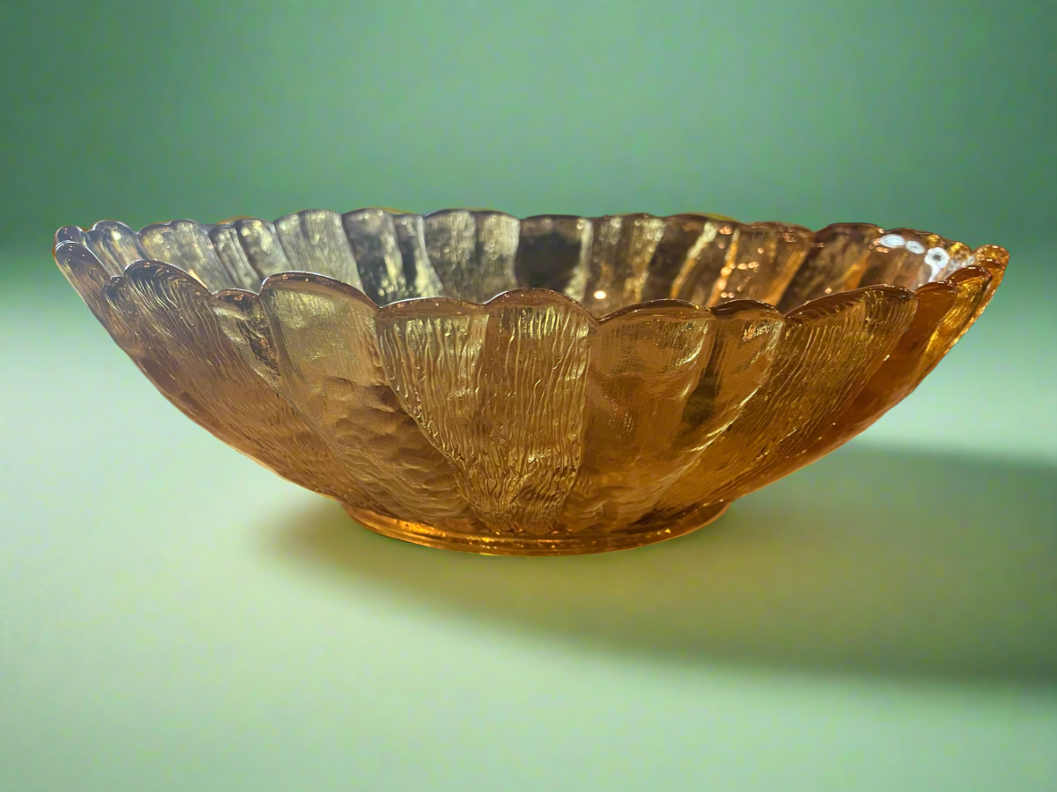 Vintage Amber Floral Serving Dish