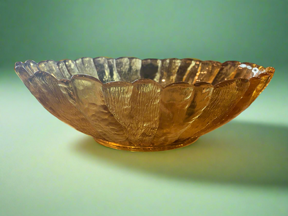Vintage Amber Floral Serving Dish