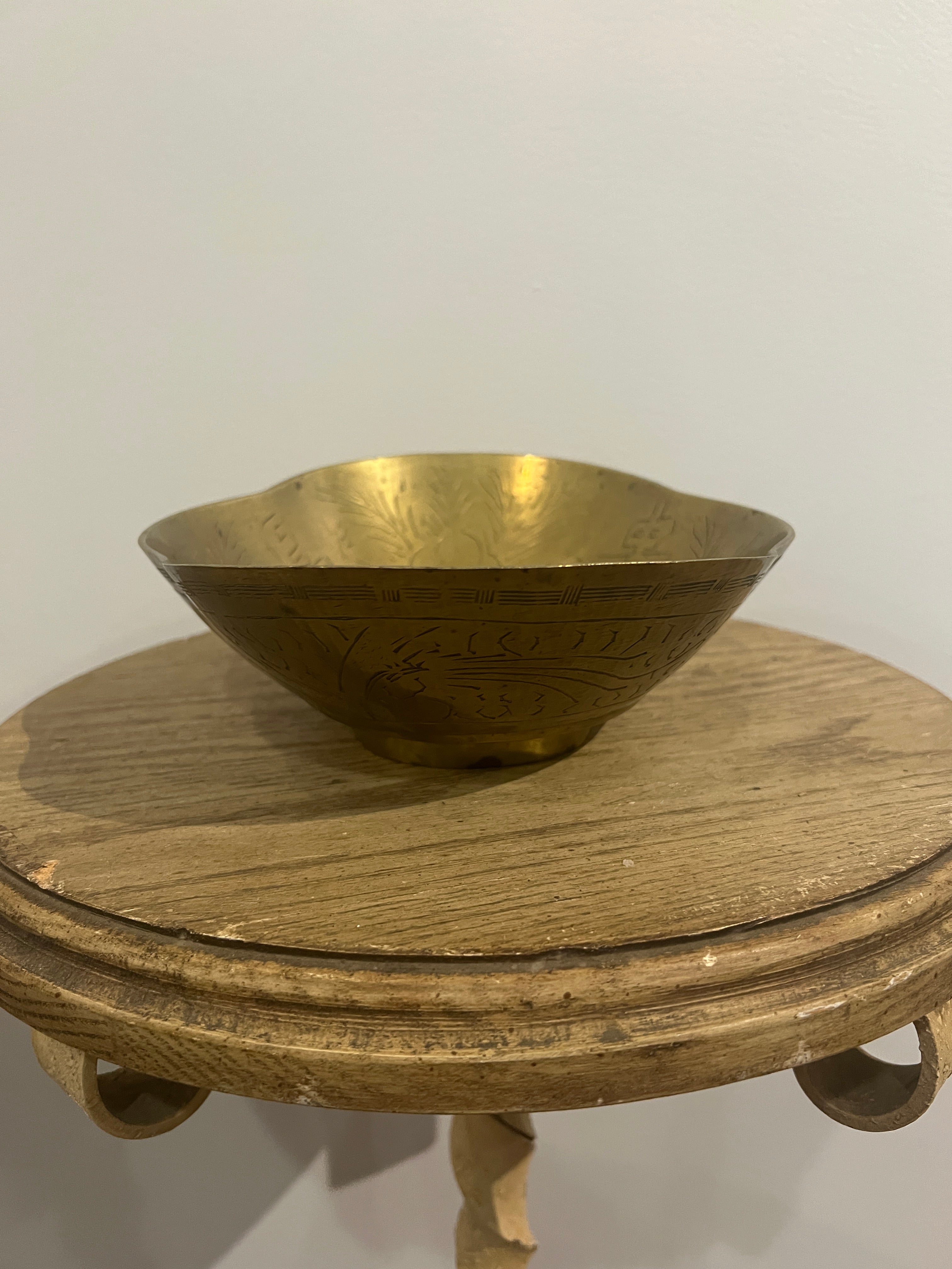 Chinese Etched Brass Bowl