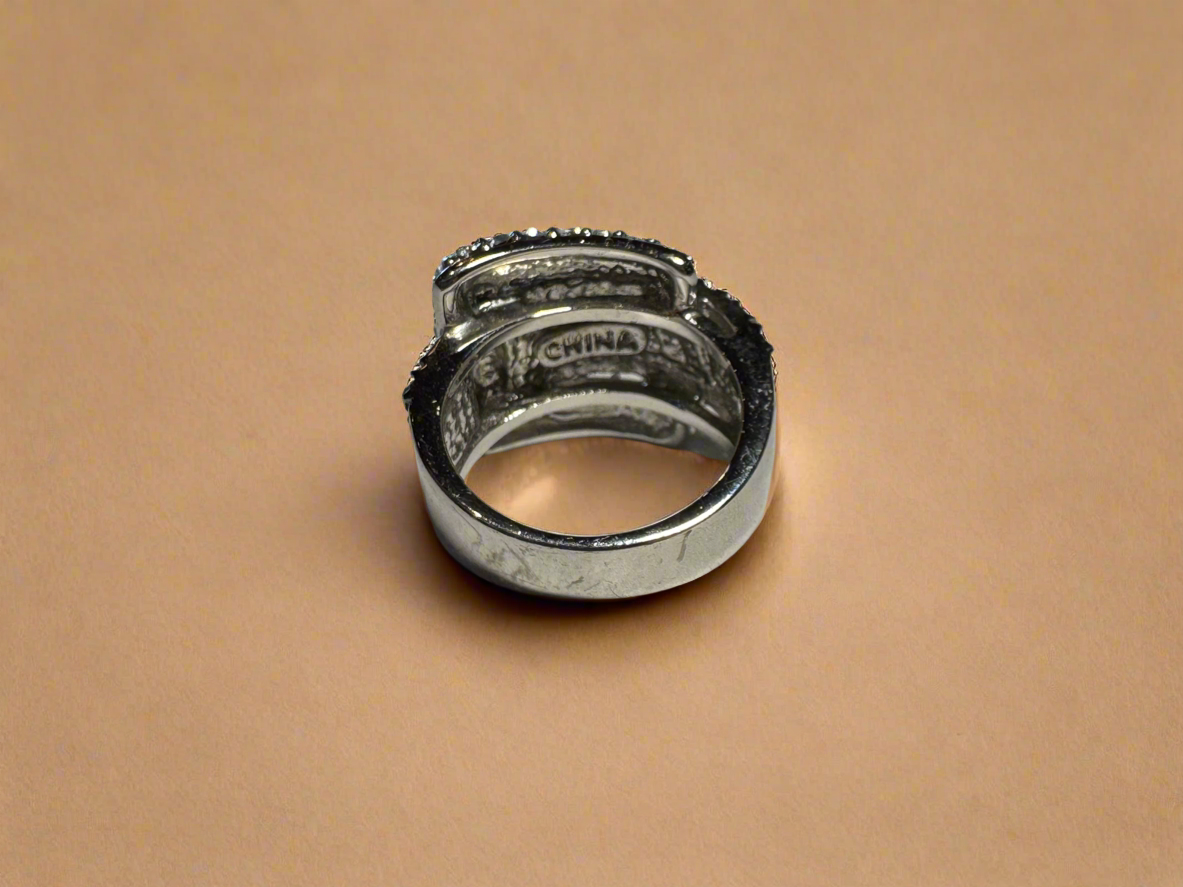 Belt Buckle Chocolate Rhinestone Ring