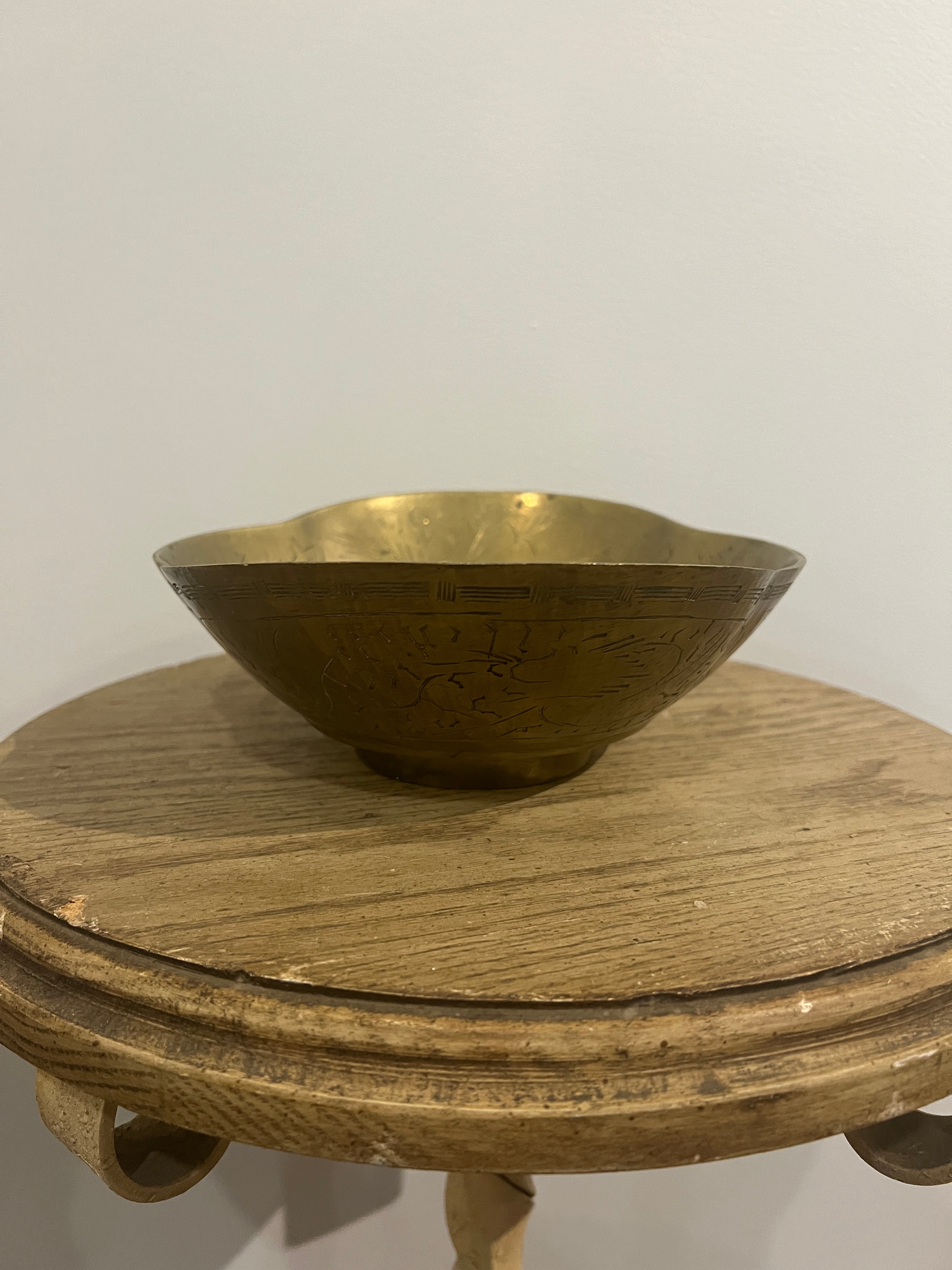 Chinese Etched Brass Bowl